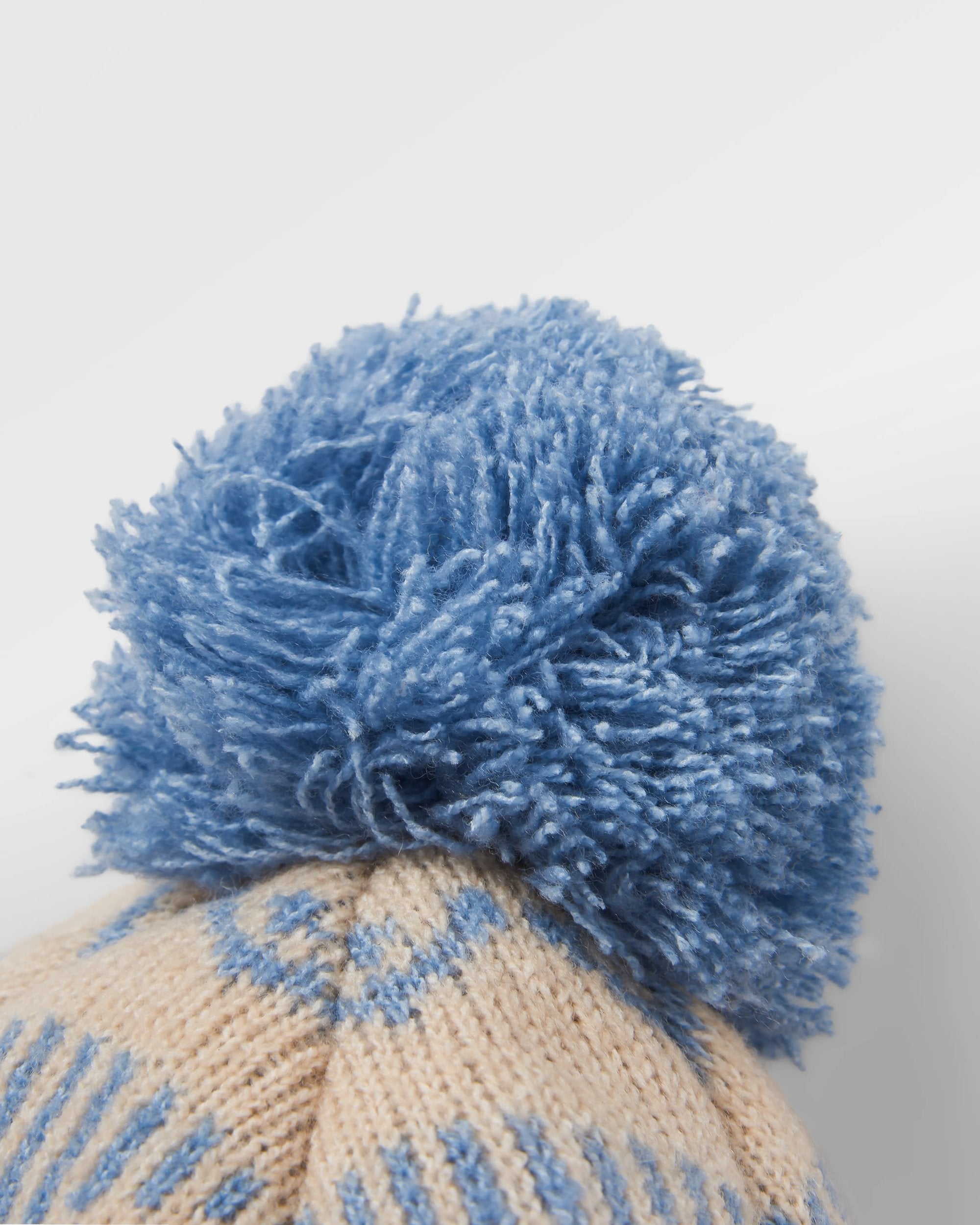 Nurture Bobble Beanie - Faded Denim - Flatlay