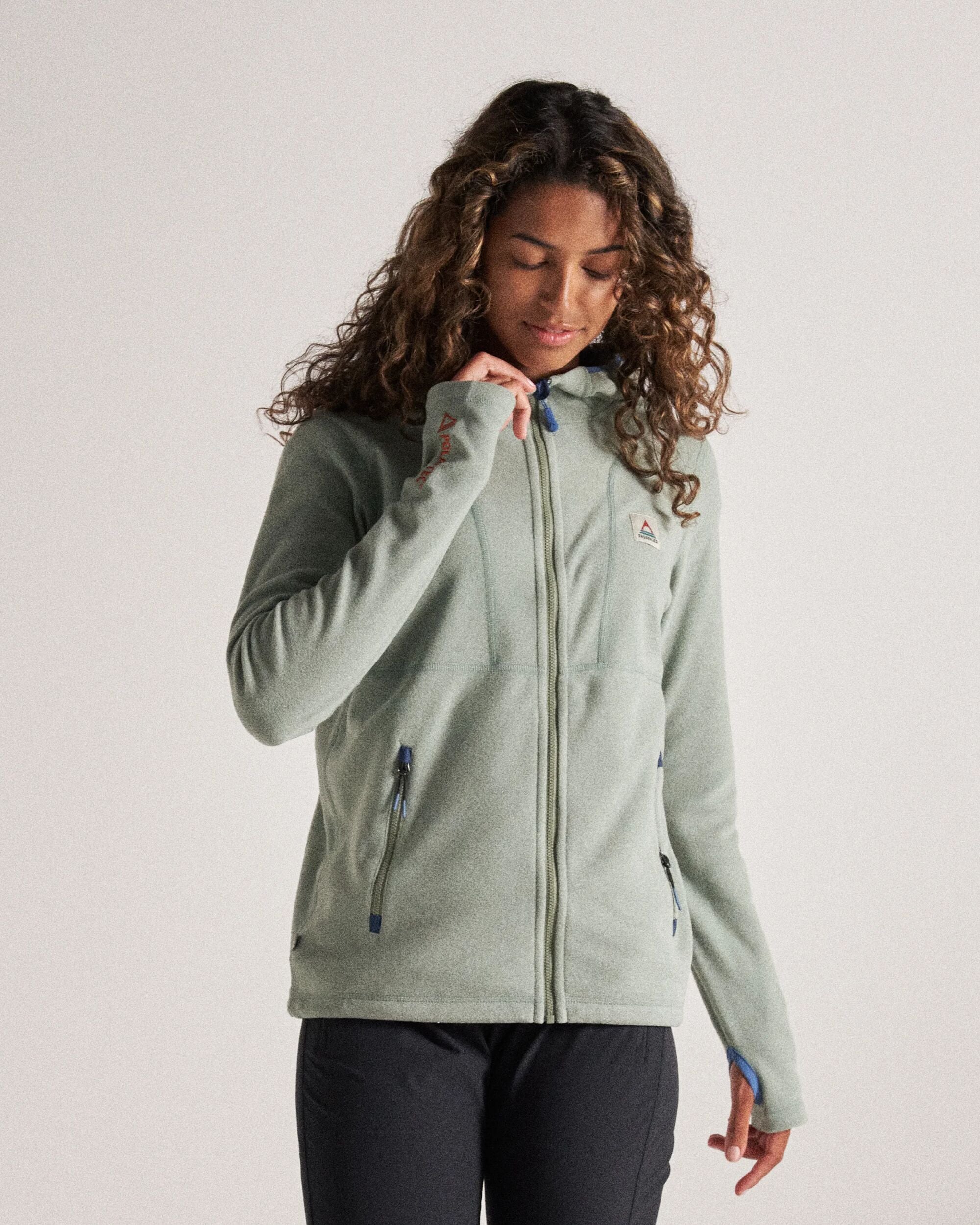 Crest Recycled Polartec® Fleece Hoodie - Pistachio - Studio Model