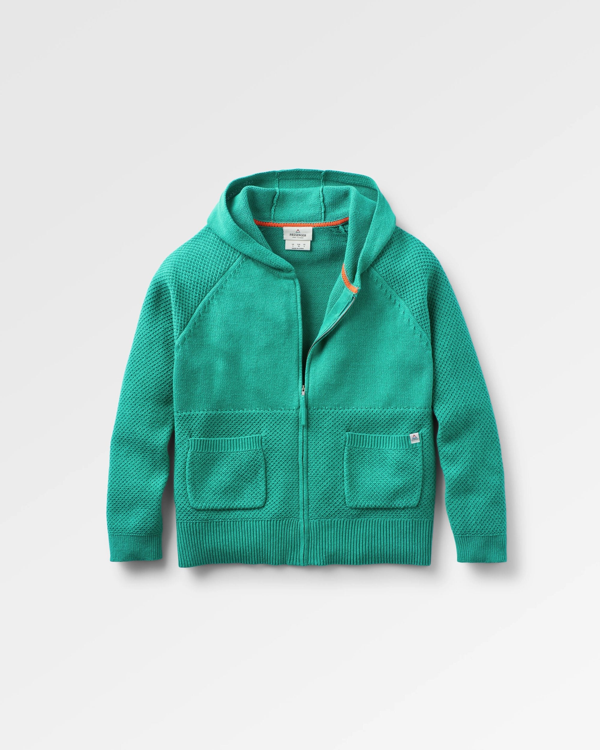 Cove Organic Cotton Knitted Zip Hoodie - Greenlake - Flatlay