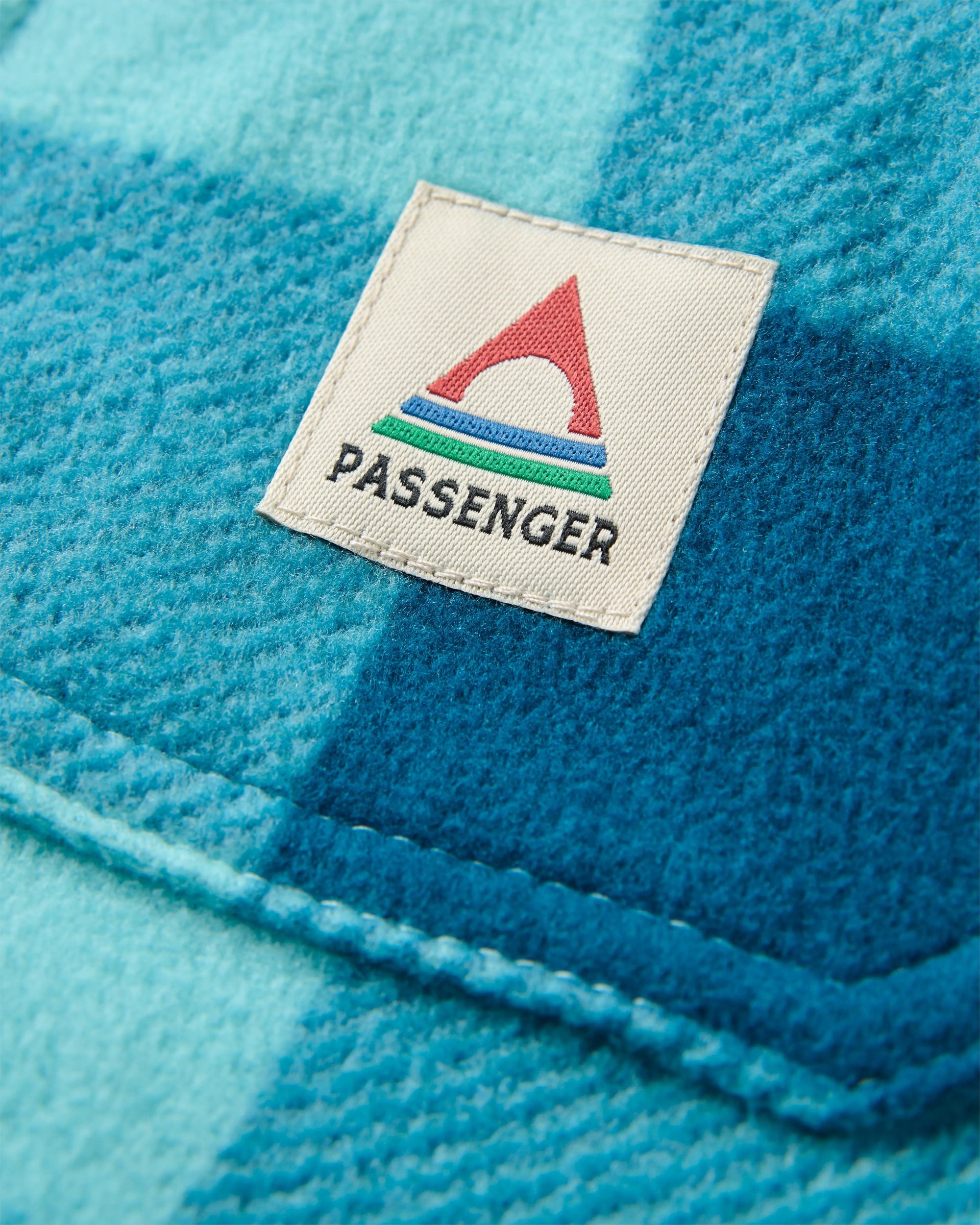 East Recycled Polar Fleece Shirt - Retro Blue Check  - Flatlay