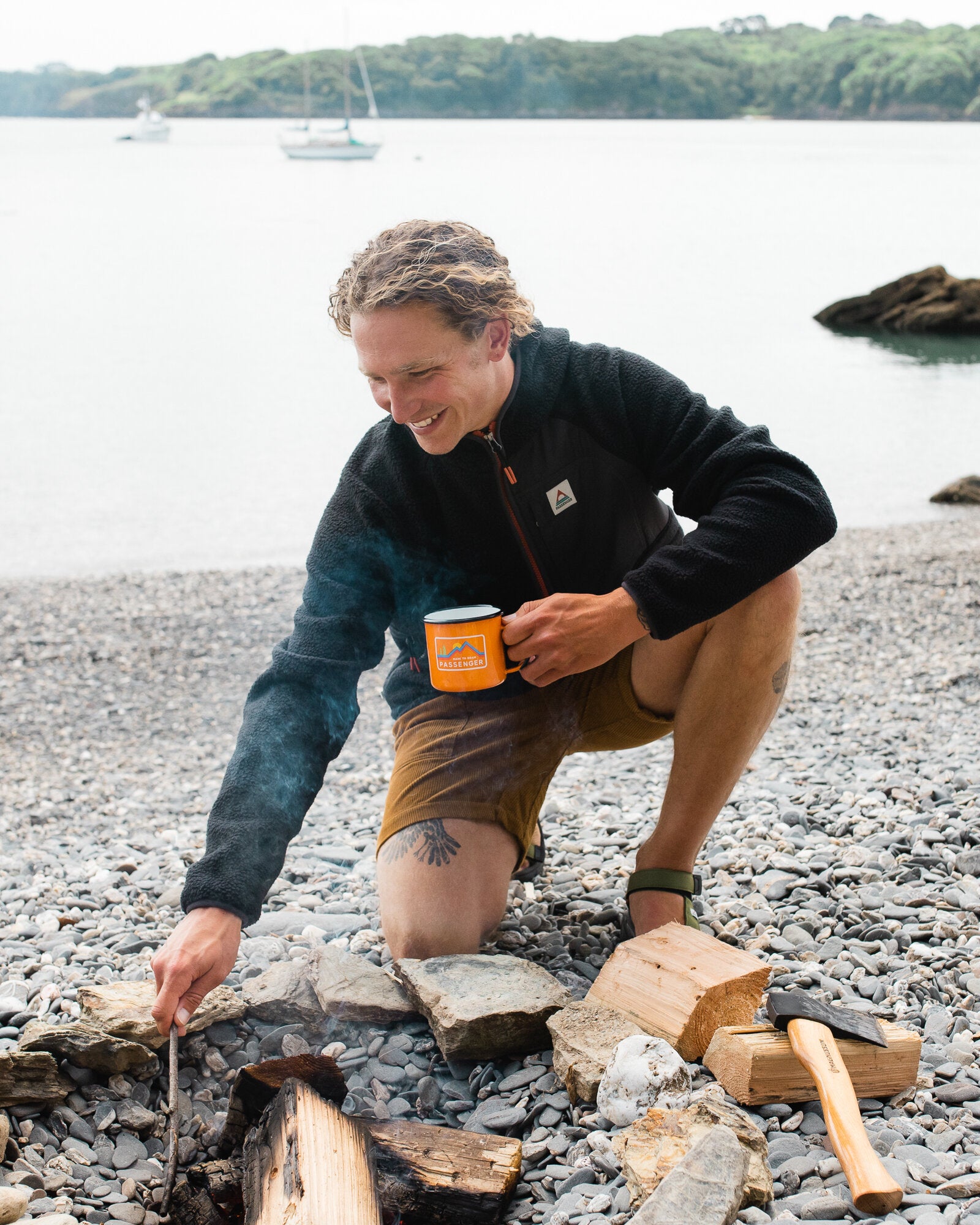 Ventura 1/2 Zip Recycled Sherpa Fleece - Black - Lifestyle