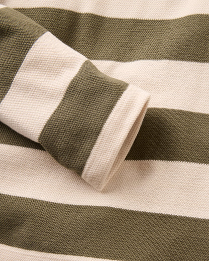 Panorama Striped Long sleeve T-Shirt - Dusty Olive - Flatlay