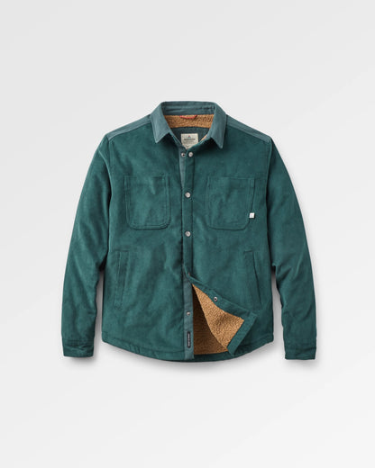 Kodiak Sherpa Lined Cord Overshirt - Dark Fern  - Flatlay