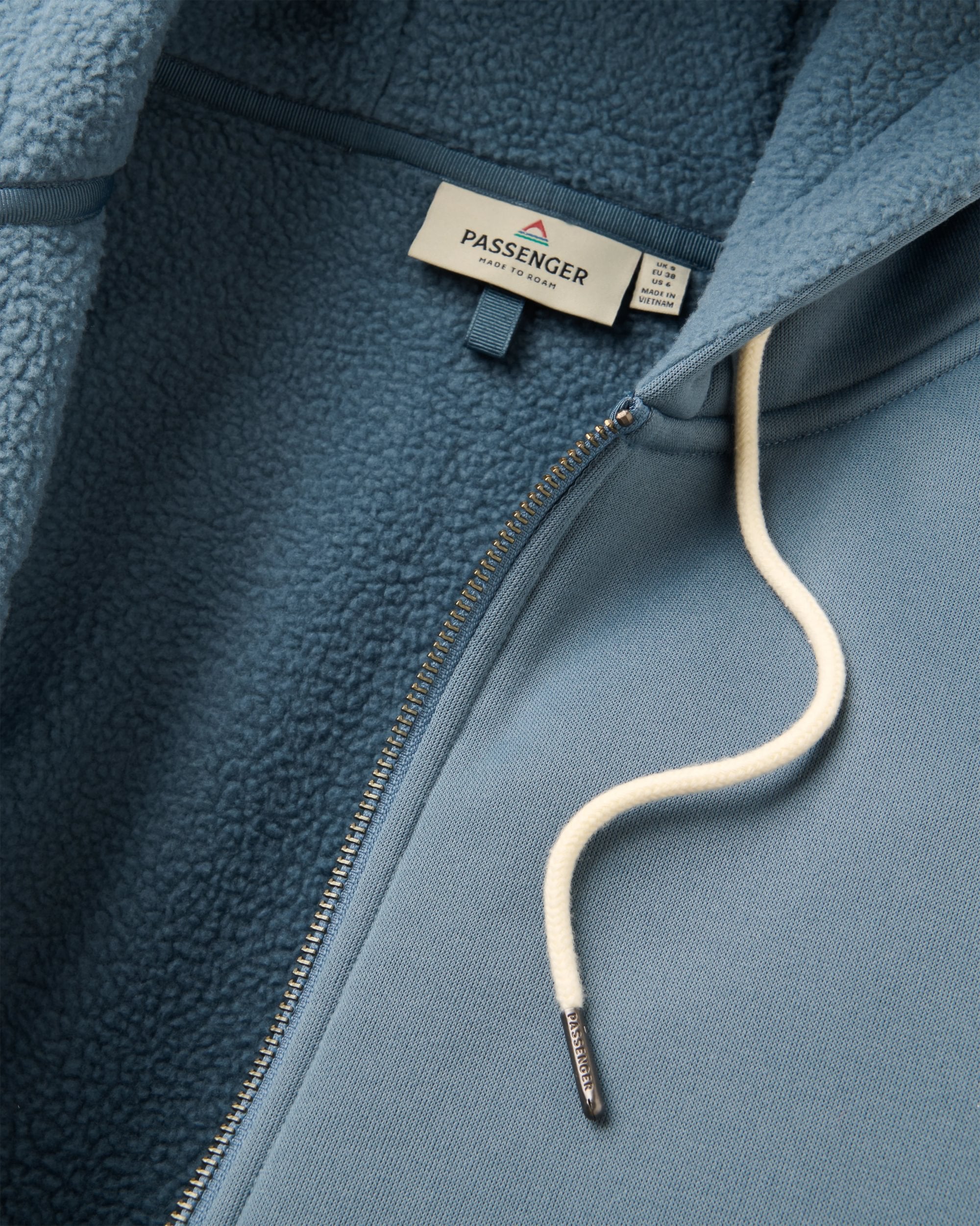 Campout Full Zip Fleece Hoodie - Stormy Blue - Flatlay