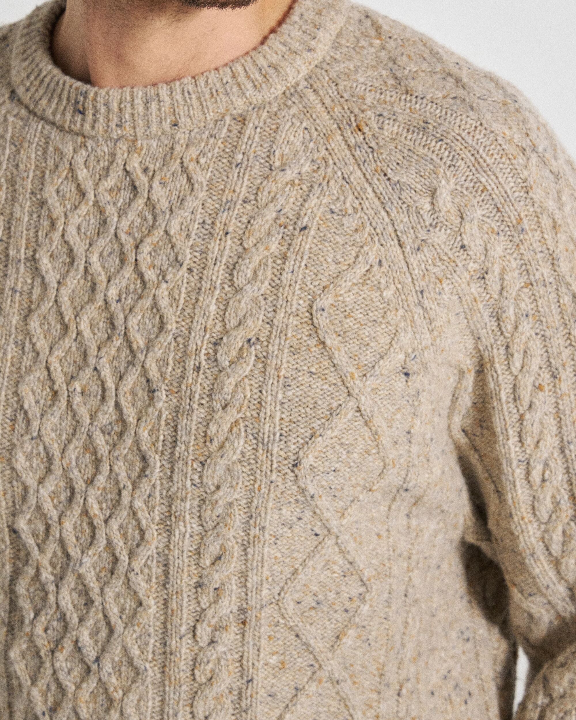 Sandbar Merino Wool Knitted Jumper - Oatmeal - Studio Model