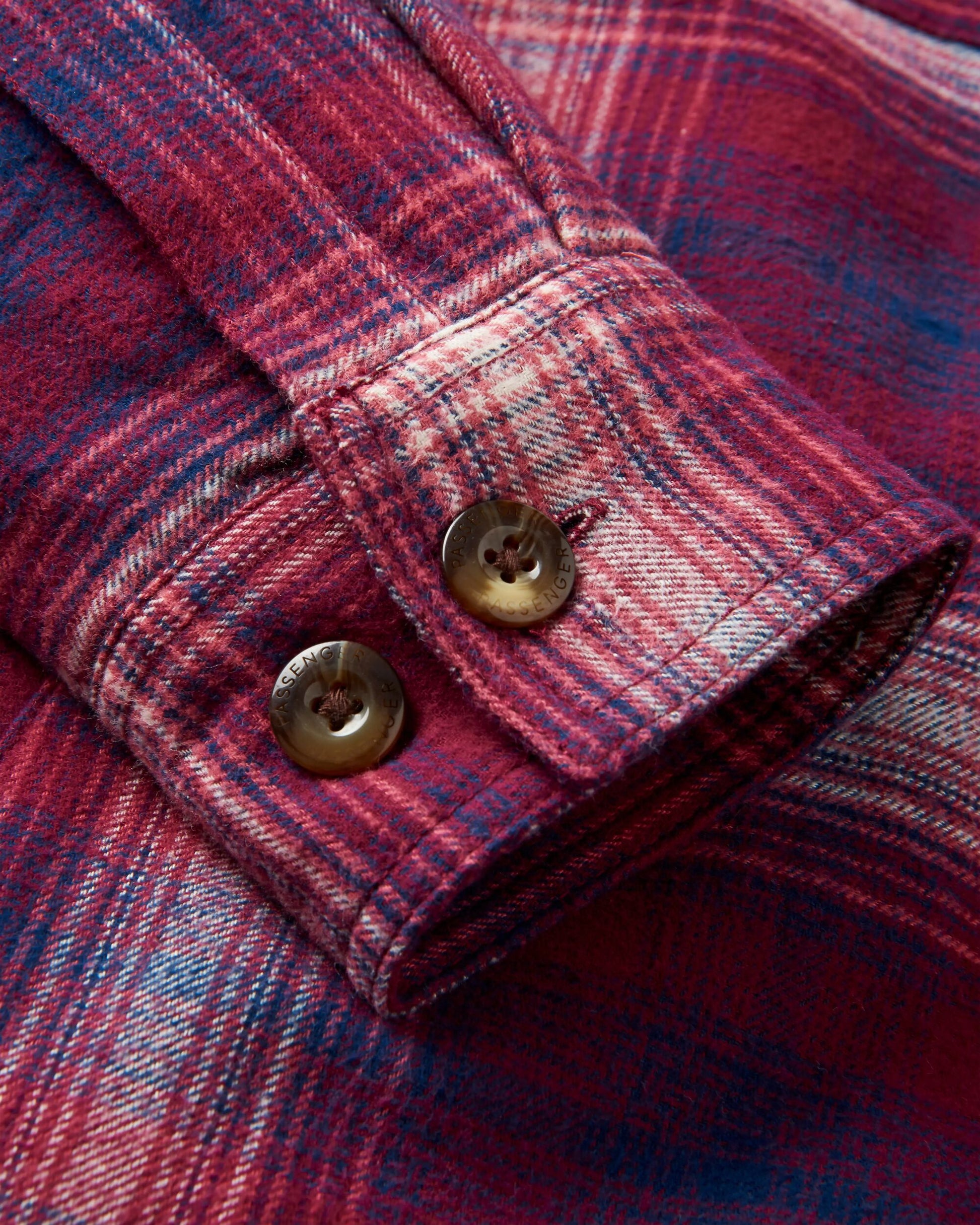 Freestyle Sherpa-Lined Overshirt - Wine/Rich Navy Check