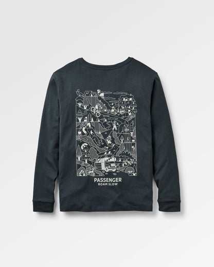 Roam Slow Women's Recycled Cotton LS T-Shirt - Black - Flatlay