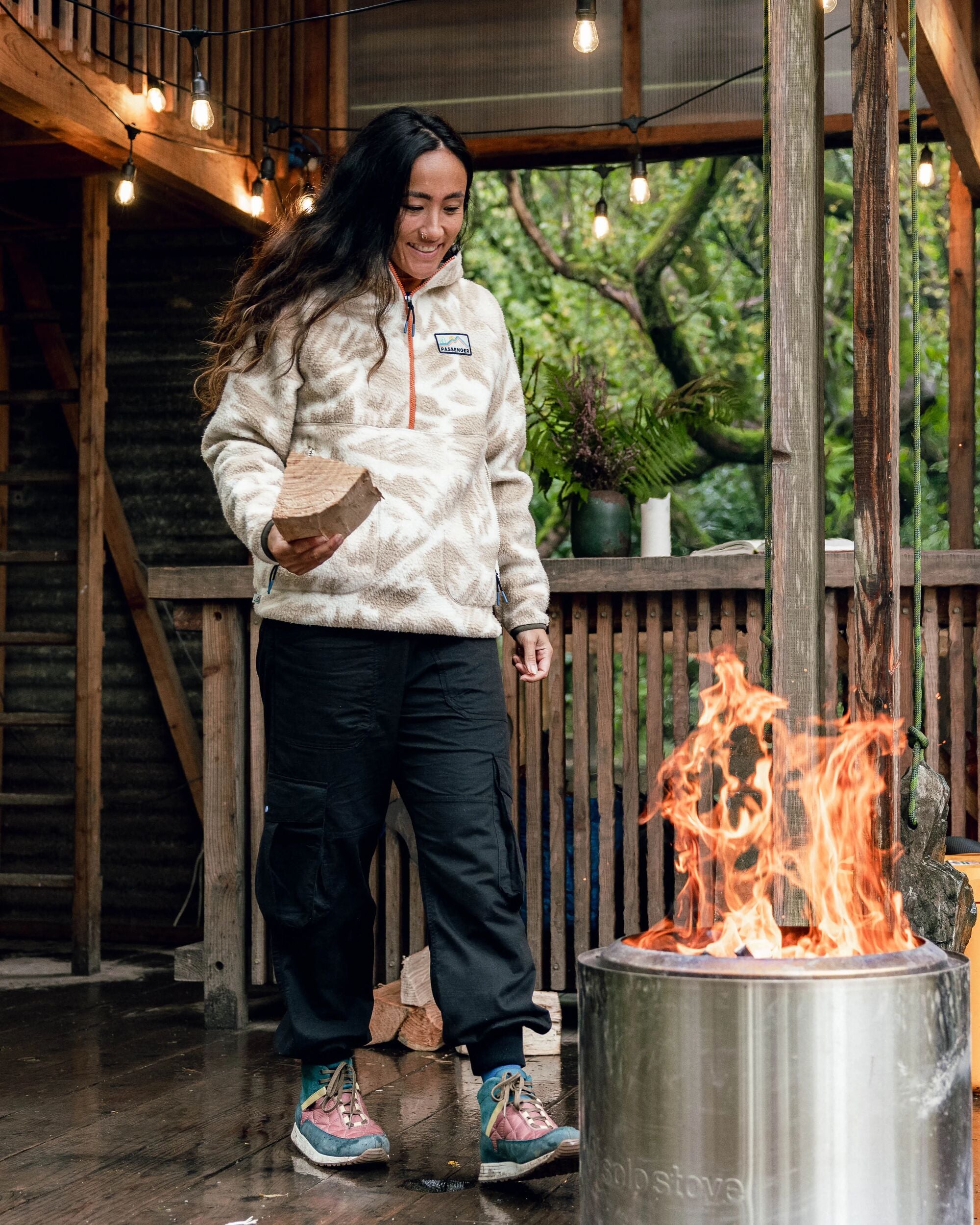 Maine 1/2 Zip Recycled Sherpa Fleece - Abstract Mountain Birch - Lifestyle