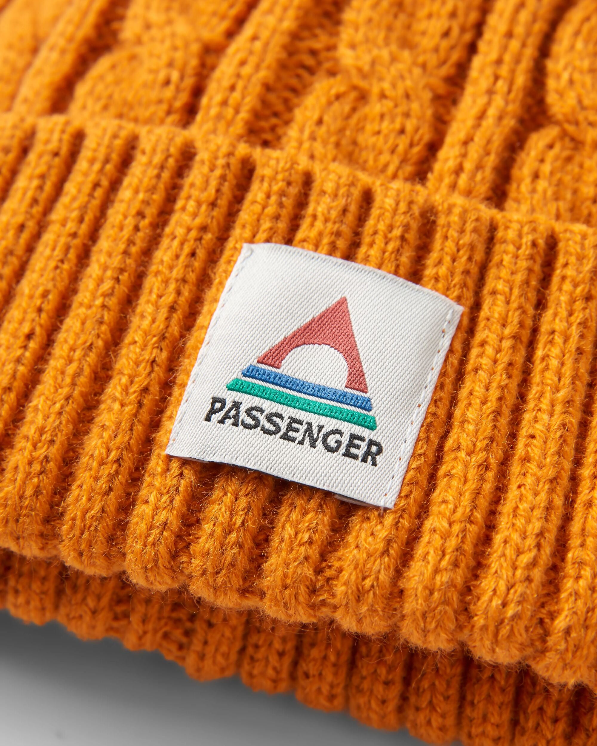 Fireside Recycled Cable Knit Beanie - Sunrise Orange - Flatlay
