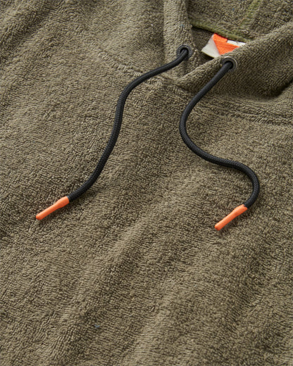 Shoreline Cotton Towel Poncho - Dusty Olive/Charcoal - Flatlay