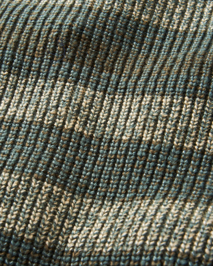 Fog Recycled Knitted Jumper - Dark Olive Multi Stripe - Flatlay