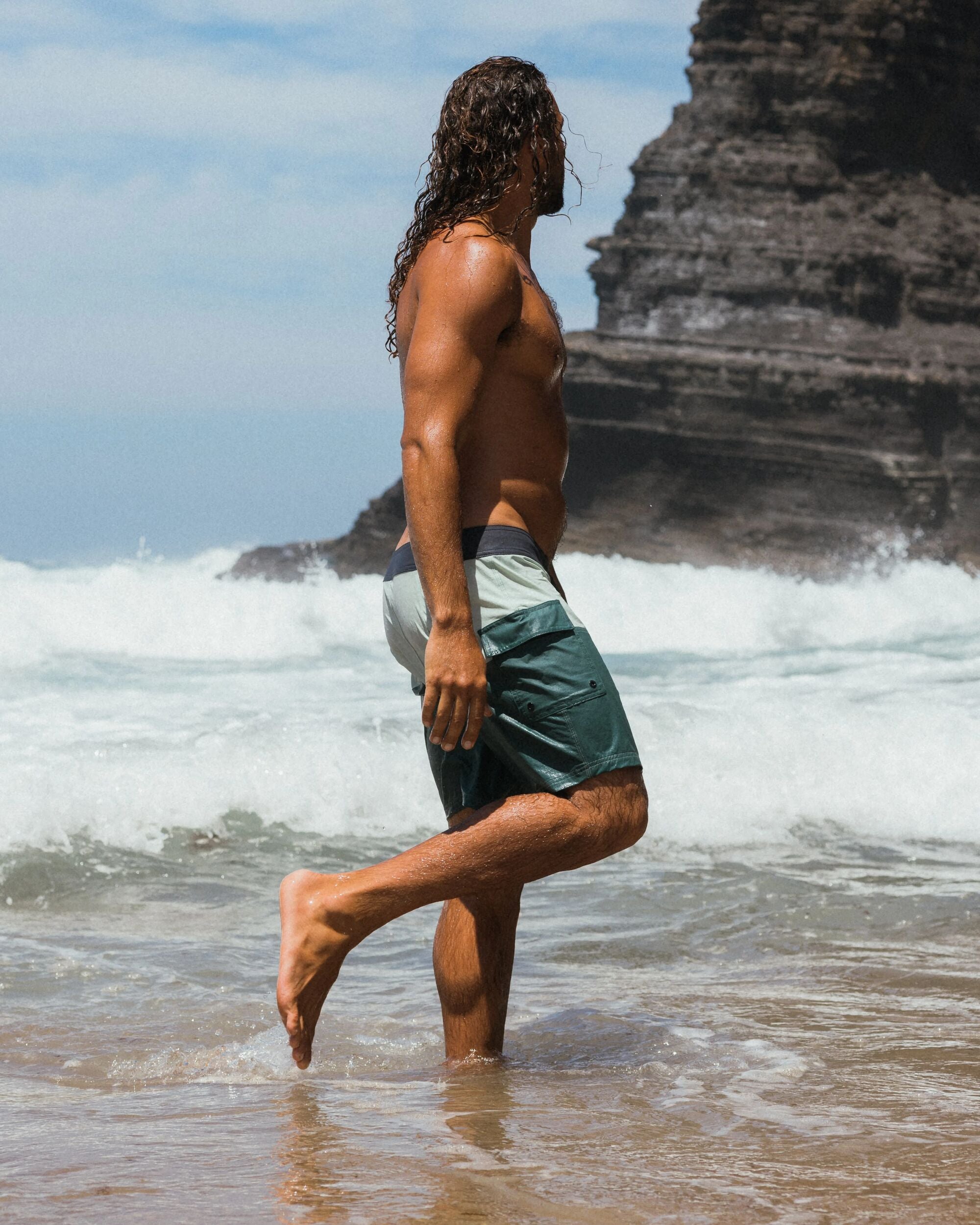 Cutback Recycled Boardshort - Spearmint/Deep Ocean - Lifestyle