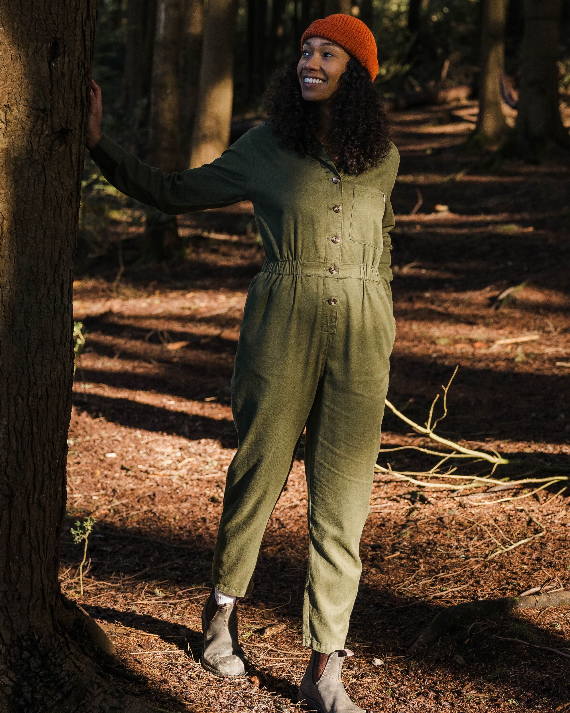 Resonate Boiler Suit - KhakiResonate Organic Cotton Boiler Suit - Khaki - Lifestyle
