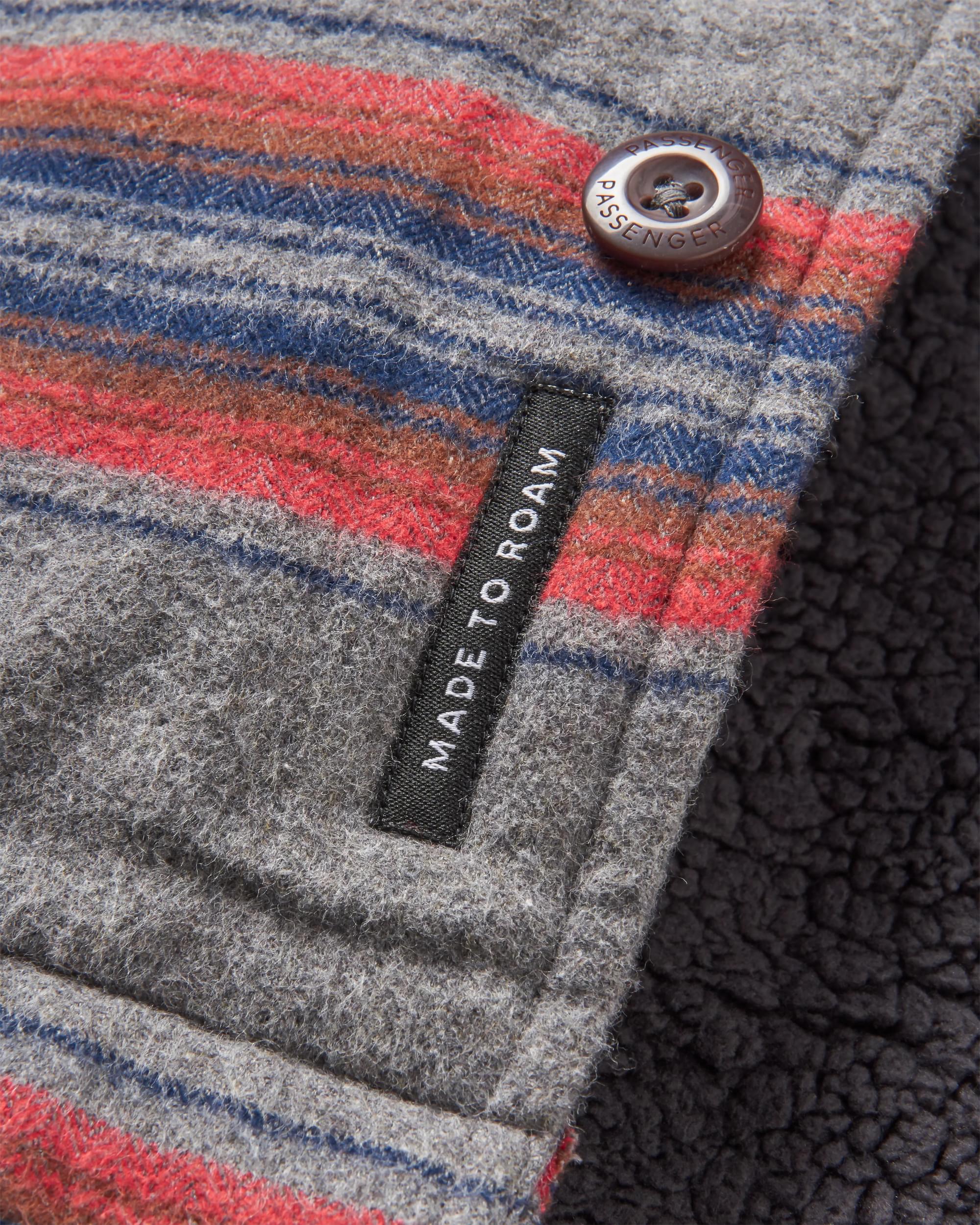 Freestyle Sherpa-Lined Overshirt - Grey Marl Stripe - Flatlay