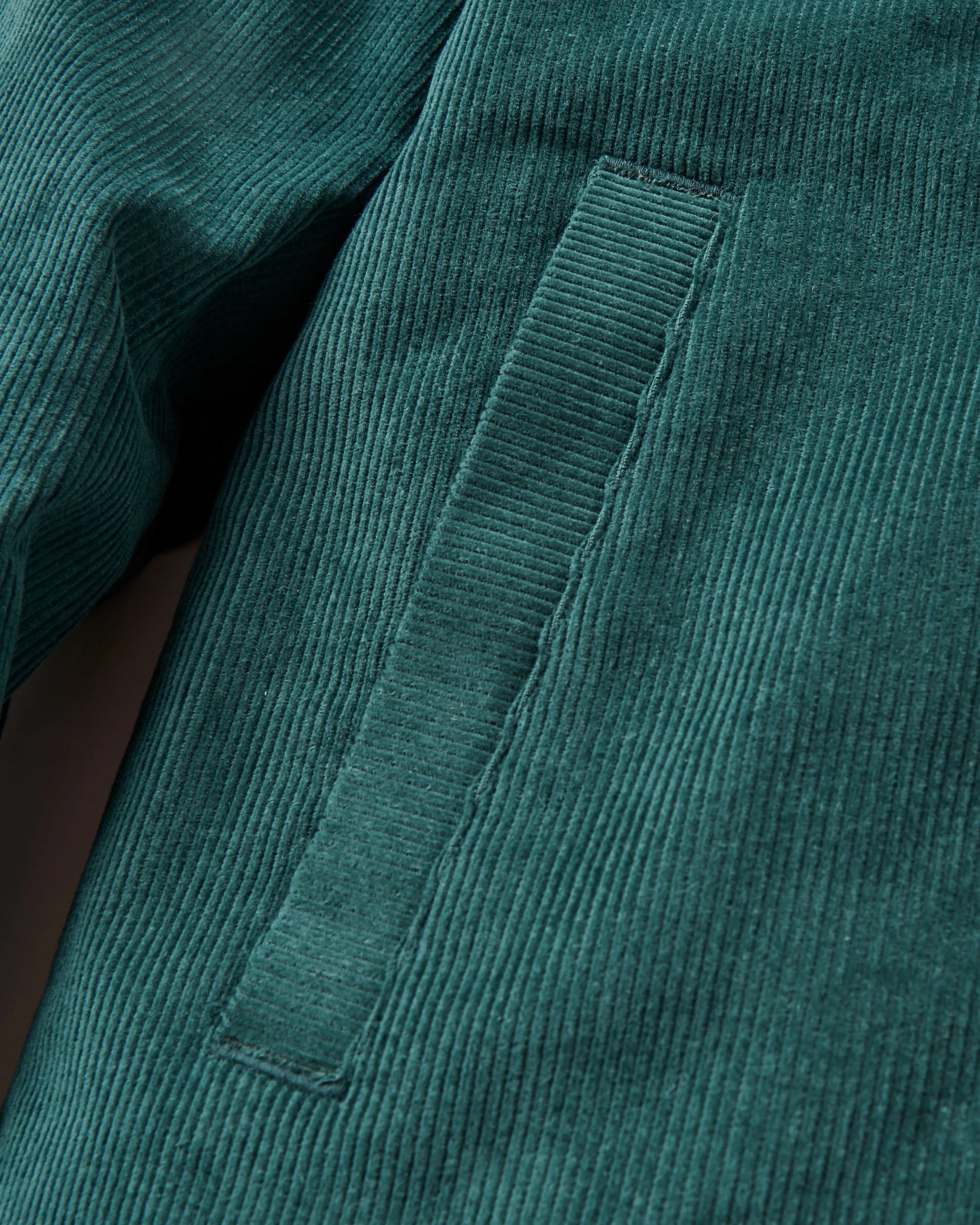 Kodiak Sherpa Lined Cord Overshirt - Dark Fern  - Flatlay