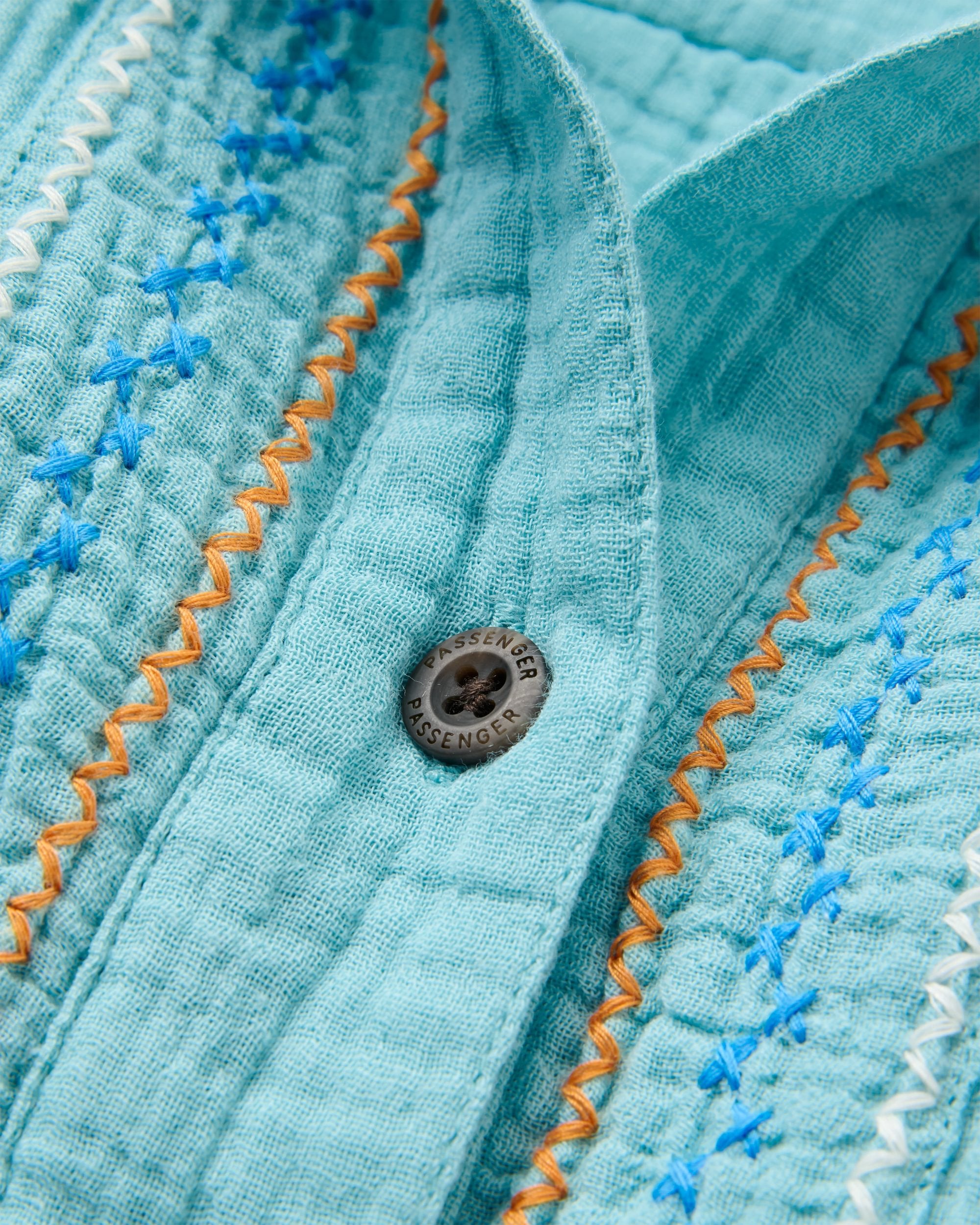 Waveney Short Sleeve Shirt - Retro Blue  - Flatlay