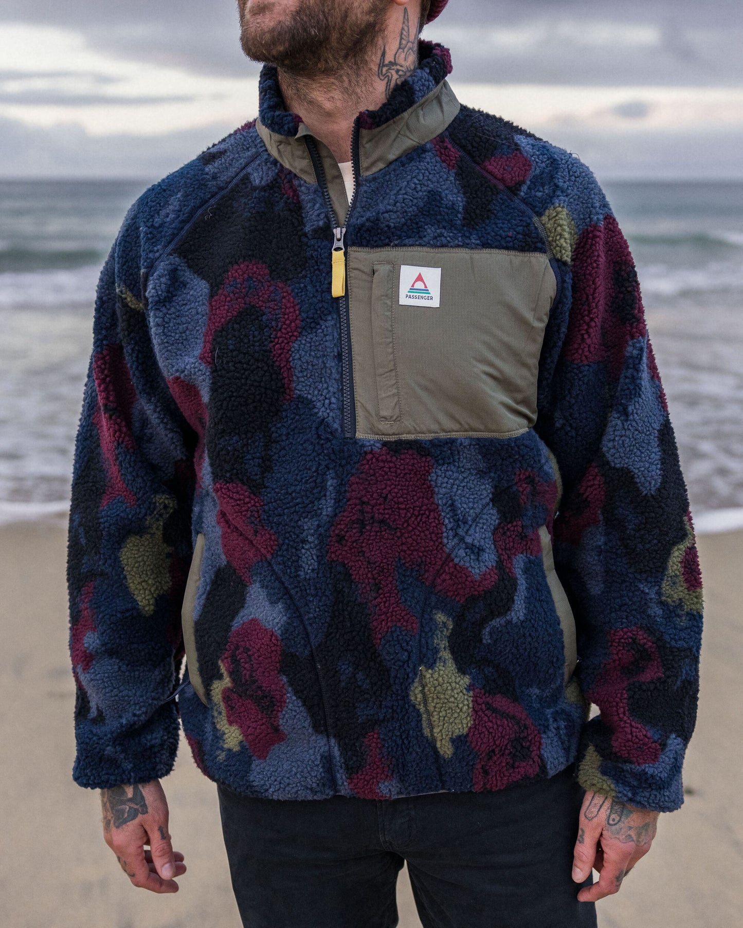 Offroad Recycled Sherpa 1/2 Zip Fleece - Sycamore Pattern