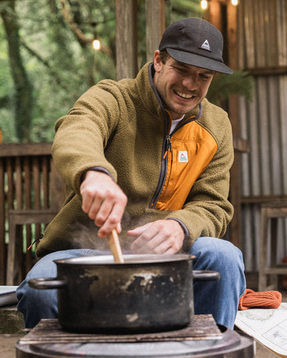 Offgrid 1/2 Zip Recycled Sherpa Fleece - Dark Olive - Lifestyle