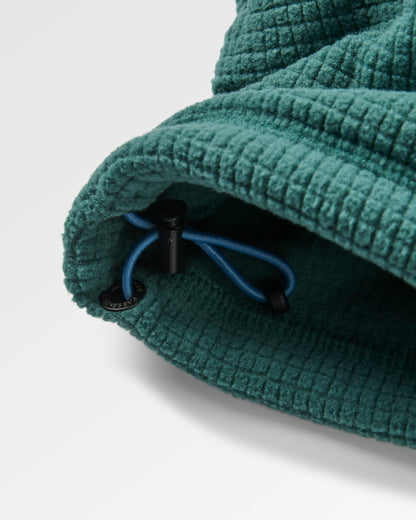 Forestscape Recycled Grid Fleece Hoodie - Deep Ocean - Flatlay