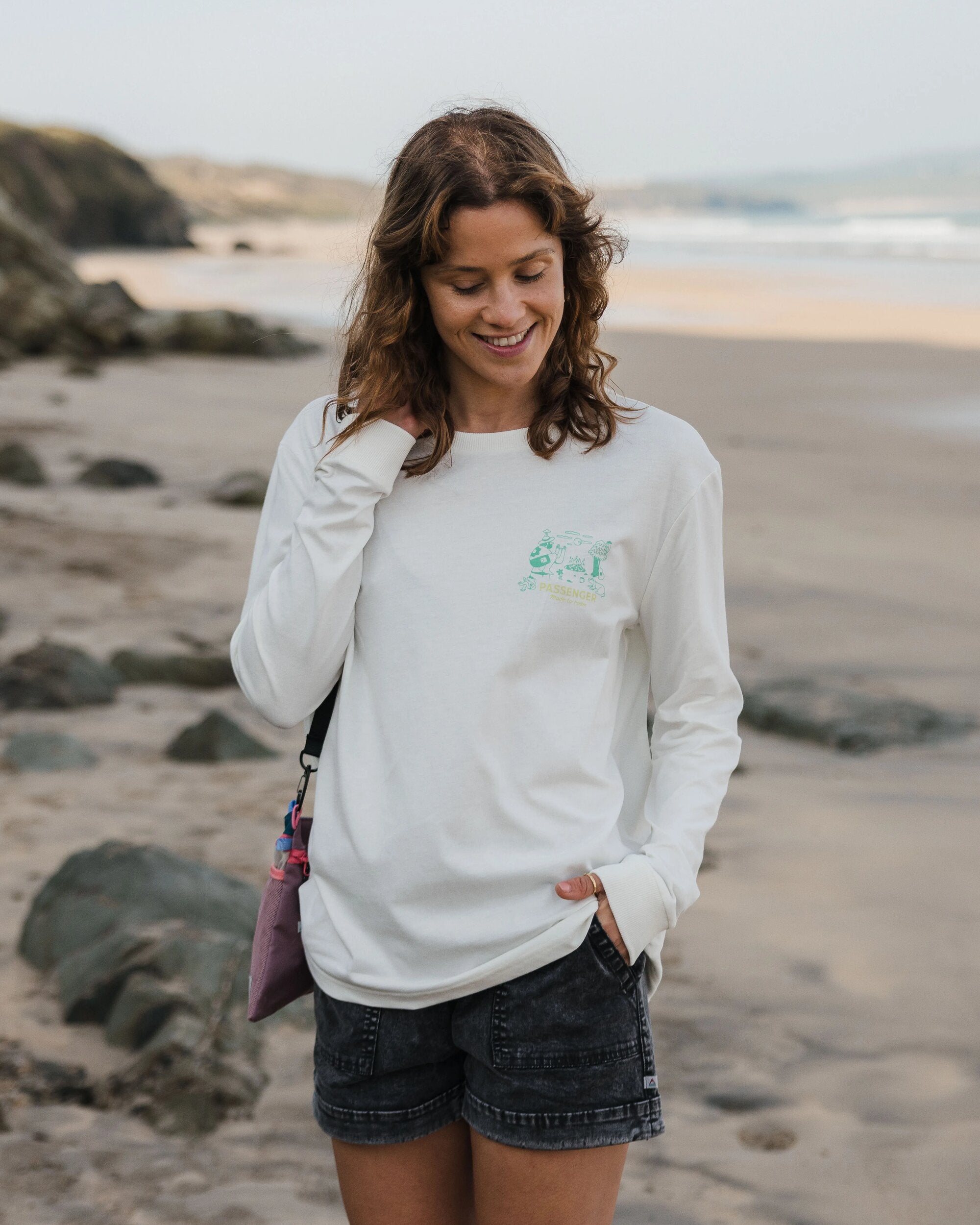 Better Outside Organic Cotton Oversized LS T-Shirt - Marshmallow - Lifestyle