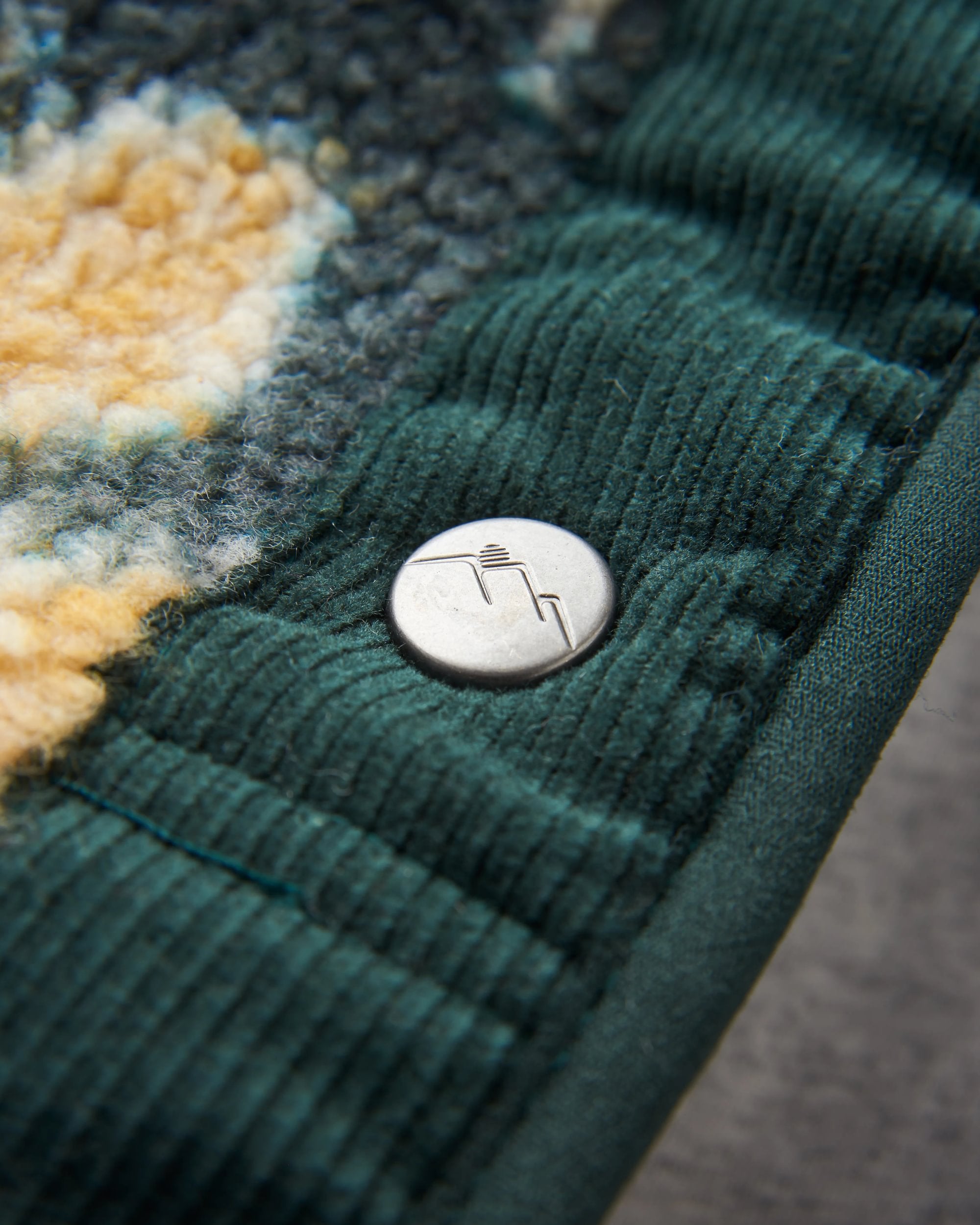 Clover Recycled Cotton-Lined Sherpa Fleece - Frost Dark Fern - Flatlay