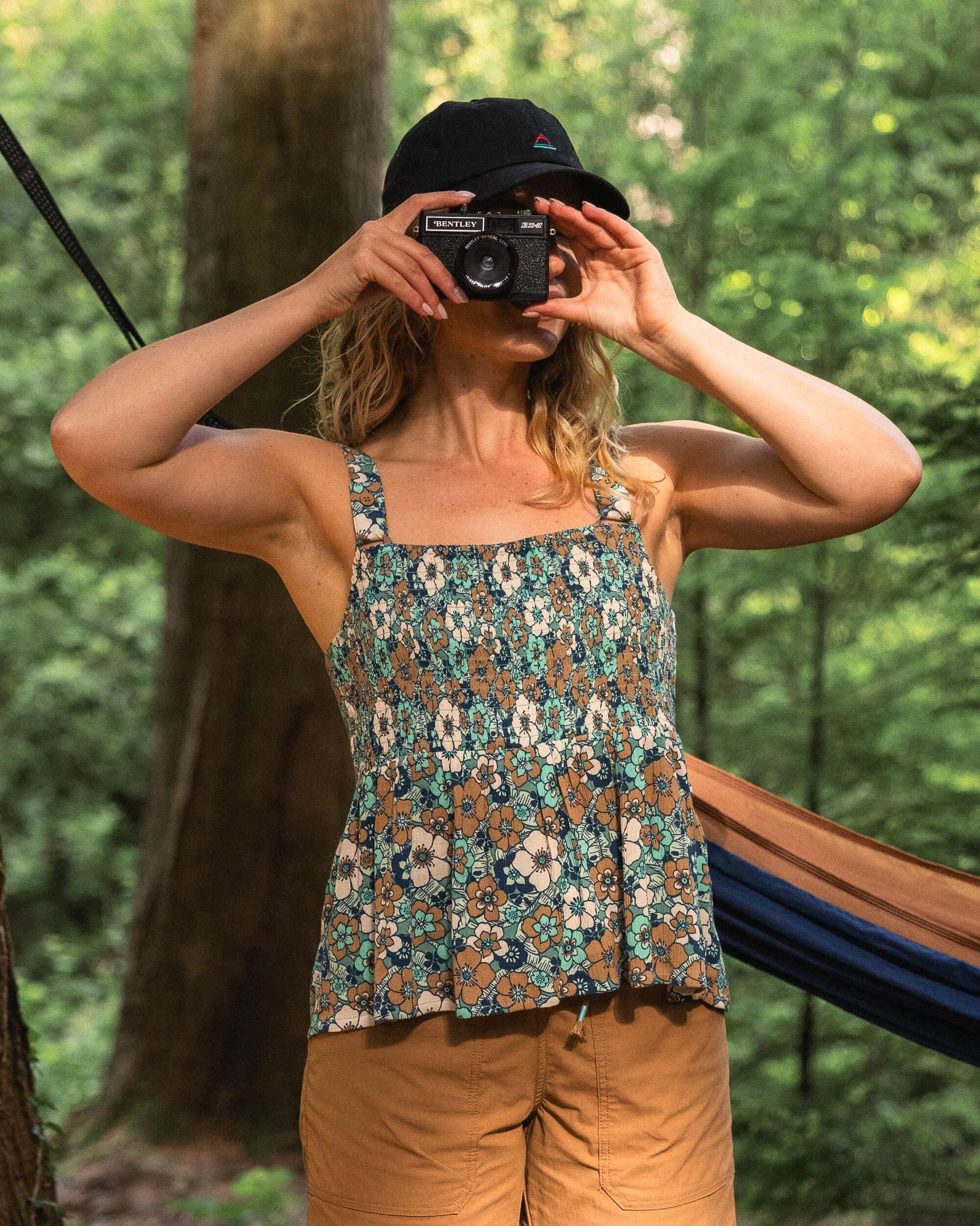 Soleis Woven Cami - Vintage Floral Aqua - Lifestyle