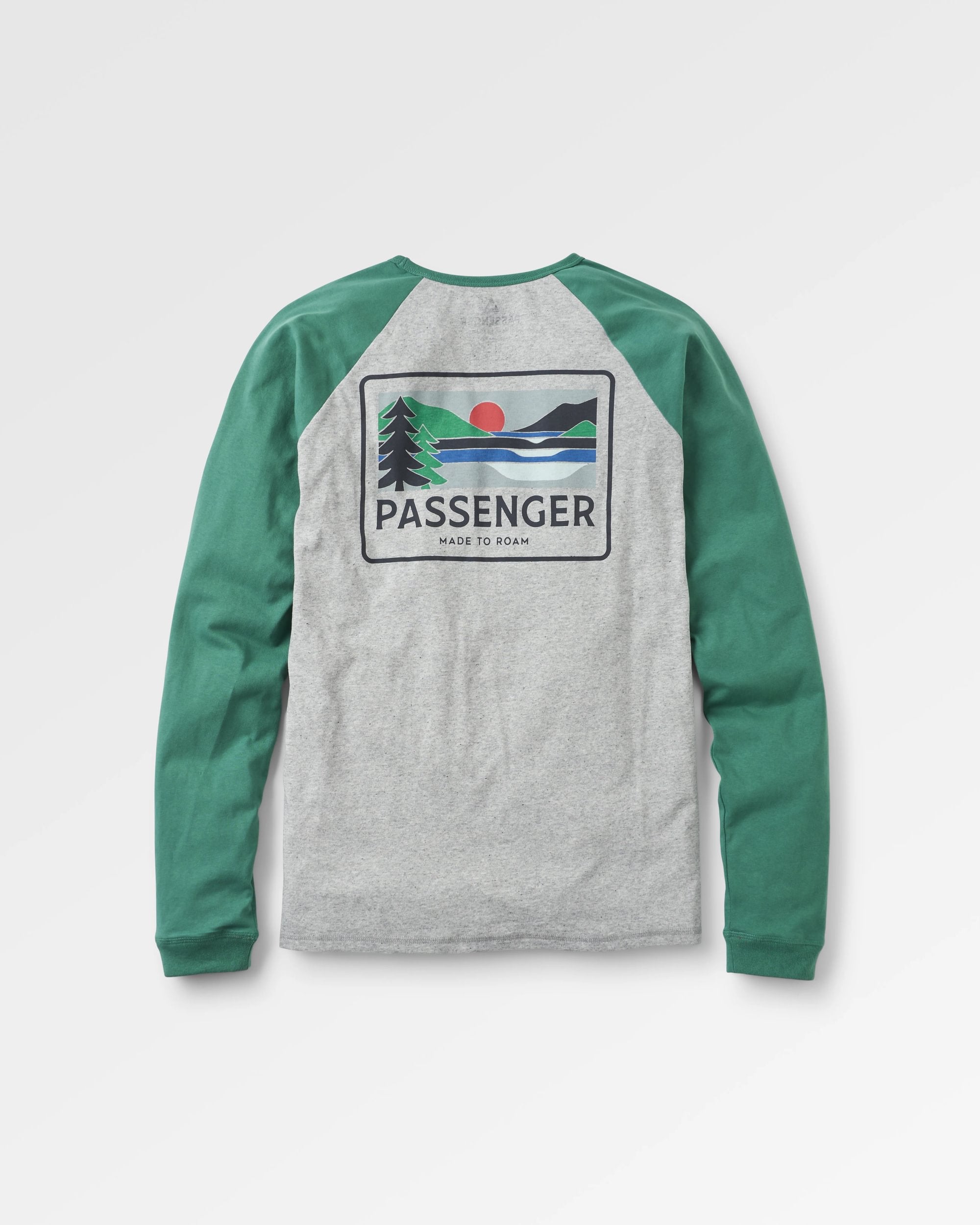 Roamer Recycled Cotton Raglan T-Shirt - Grey Marl - Flatlay