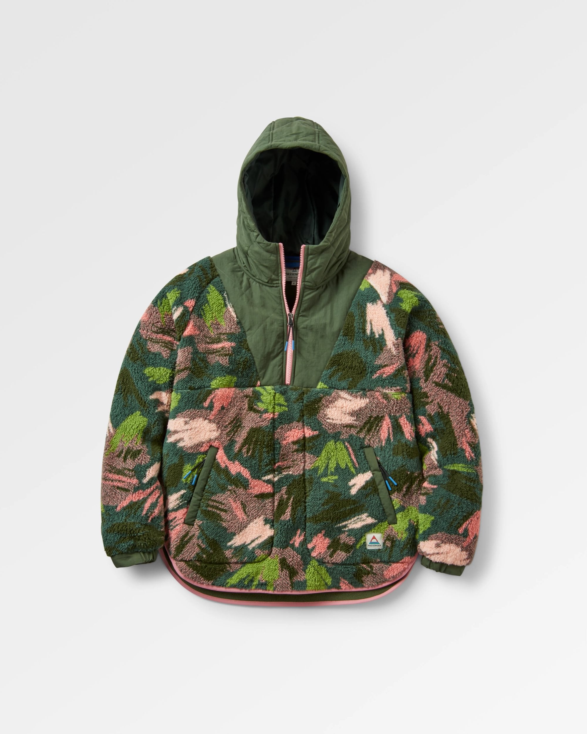 Beaumont Recycled Sherpa Hooded Fleece - Abstract Mountain Fir Tree - Flatlay
