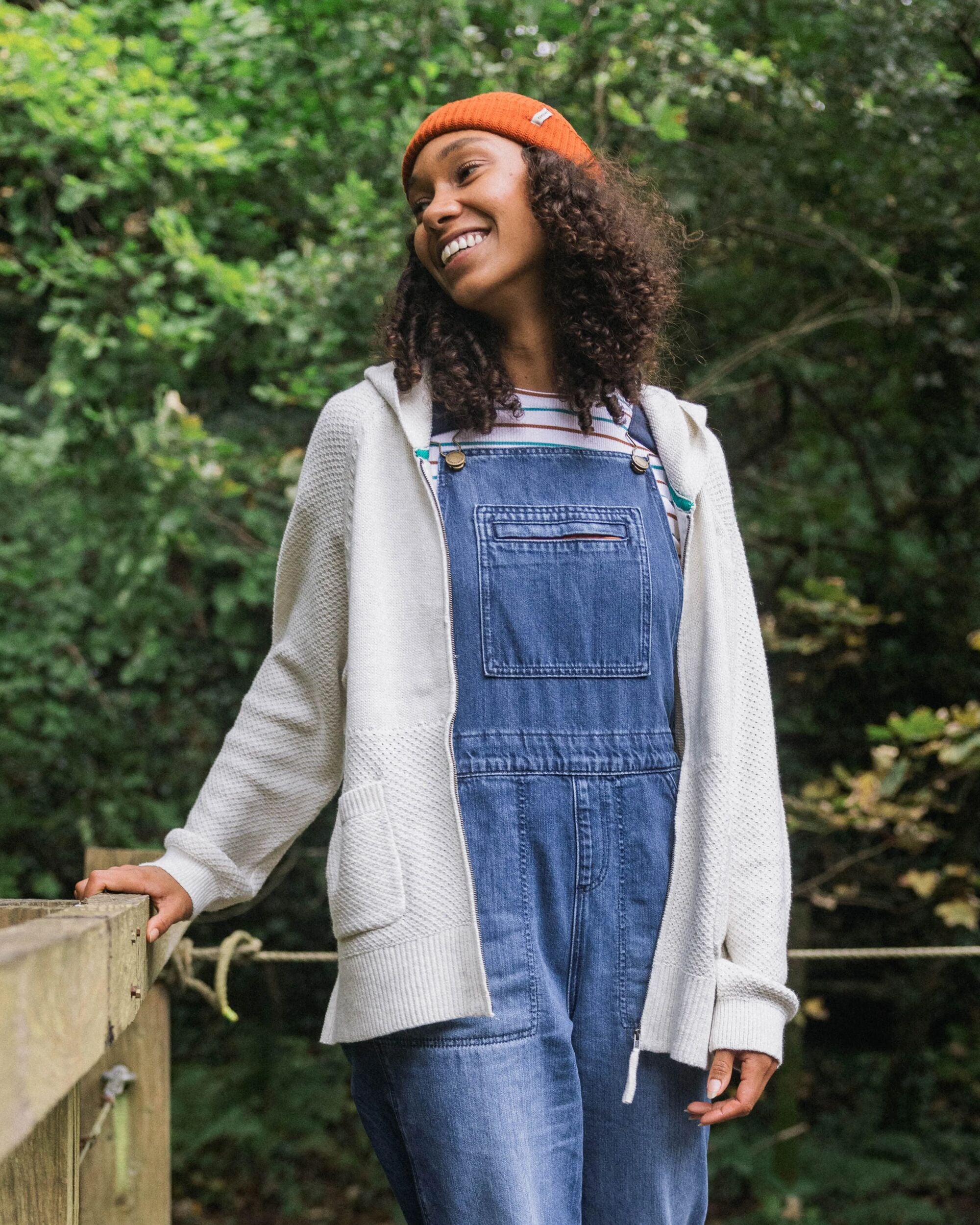 Cove Full Zip Organic Cotton Knitted Hoodie - Off White - Lifestyle