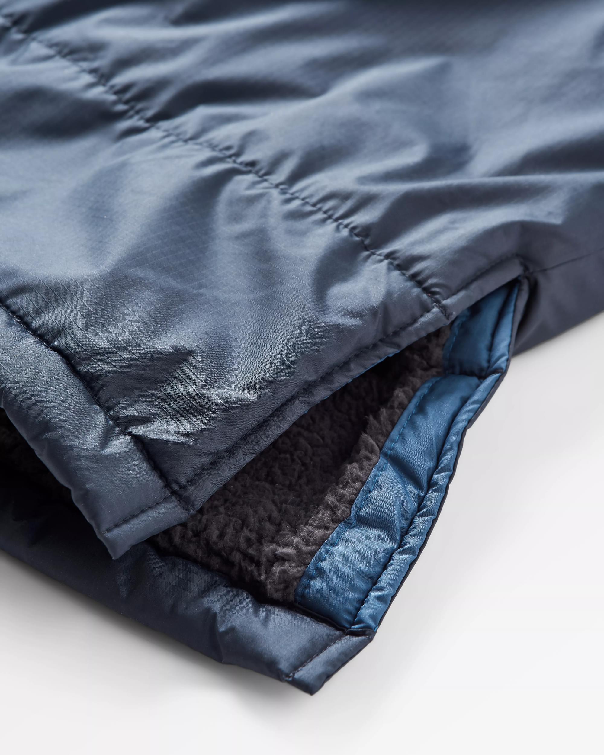 Waves Recycled Sherpa-Lined Changing Robe - Dark Denim/ Deep Navy - Flatlay