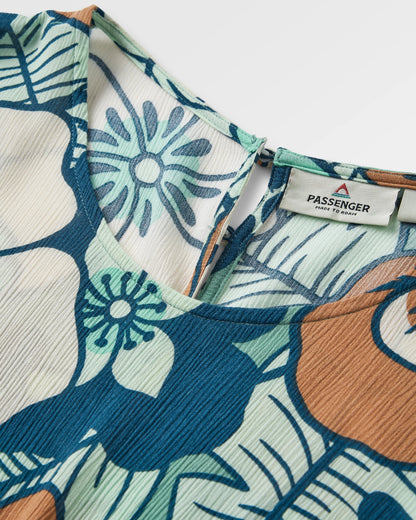 Thimbleberry Jumpsuit - Vintage Floral Aqua - Flatlay