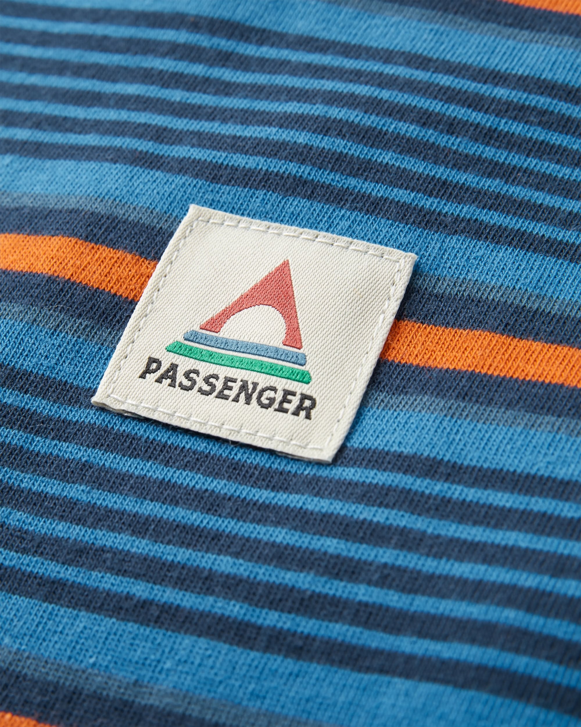 Retro Relaxed Fit T-Shirt - Azure Blue Multi Stripe - Flatlay