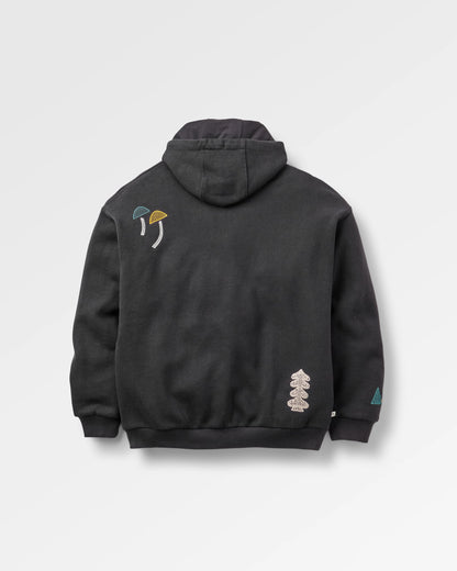 Slower Rhythms Women's Organic Cotton Hoodie - Faded Black - Flatlay