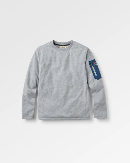 Forestscape Recycled Grid Fleece Crew - Grey Marl - Flatlay
