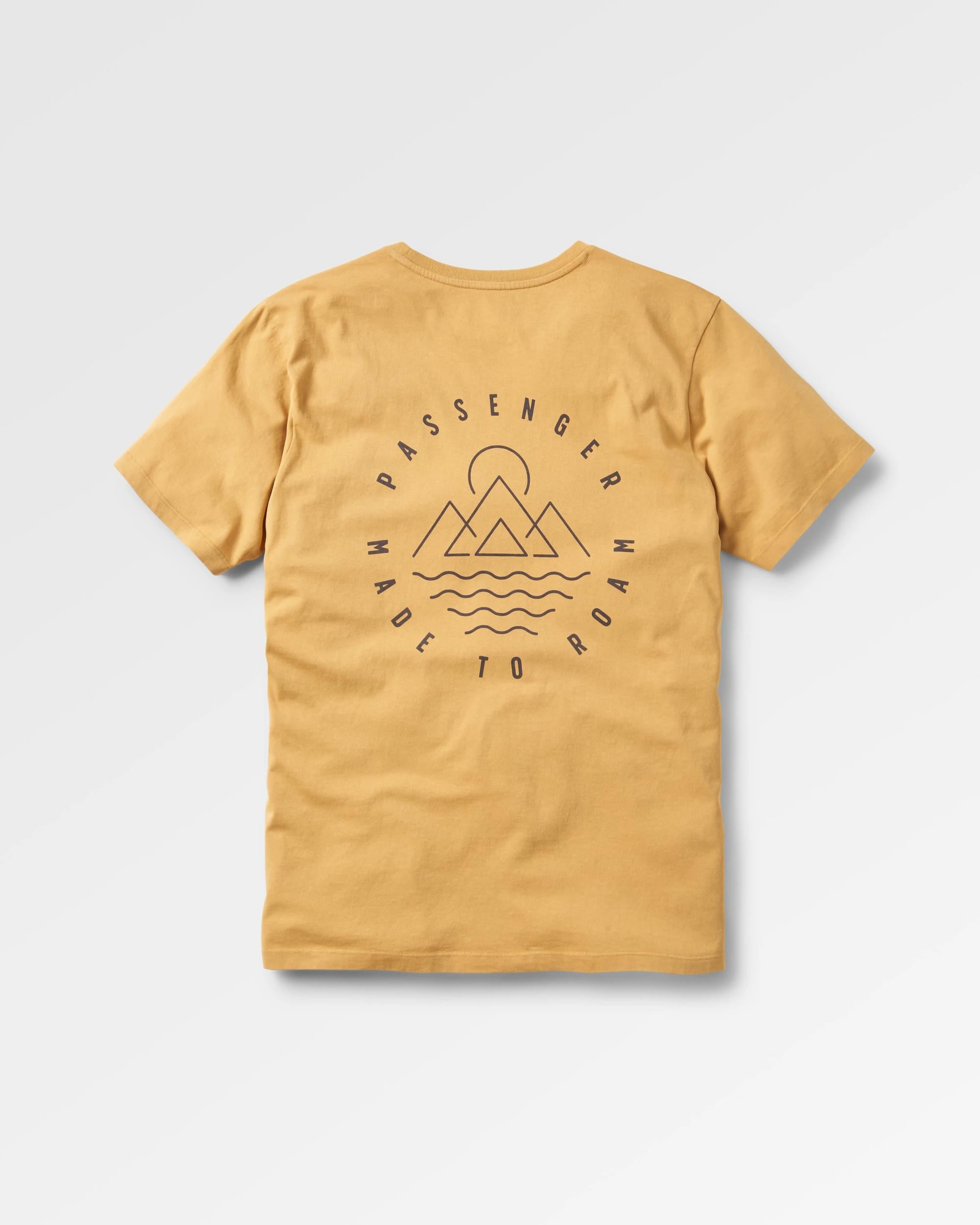 Escapism Recycled Cotton T-Shirt - Mustard Gold - Flatlay