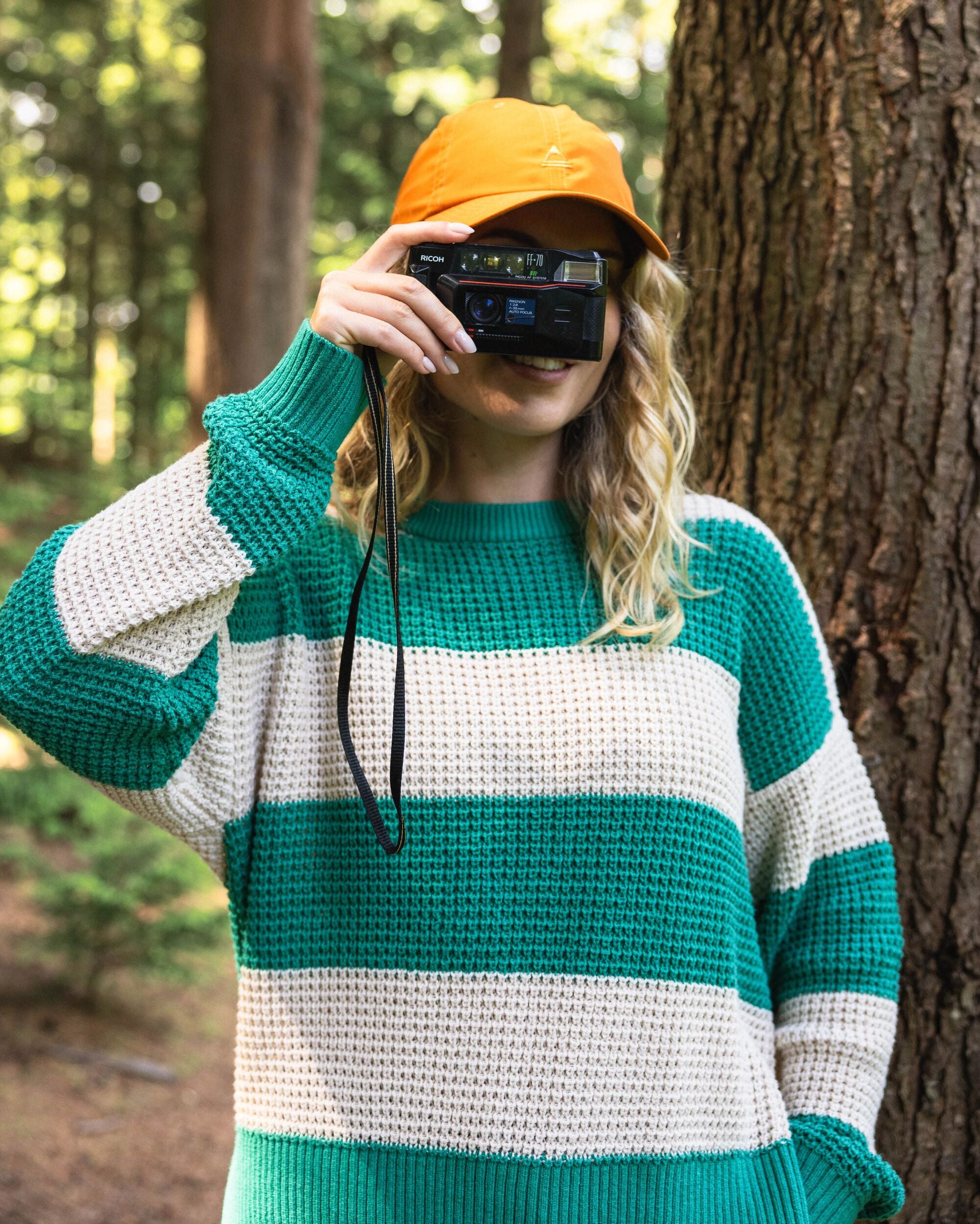 Reflection Stripey Jumper - Vintage White/Greenlake Stripe - Lifestyle