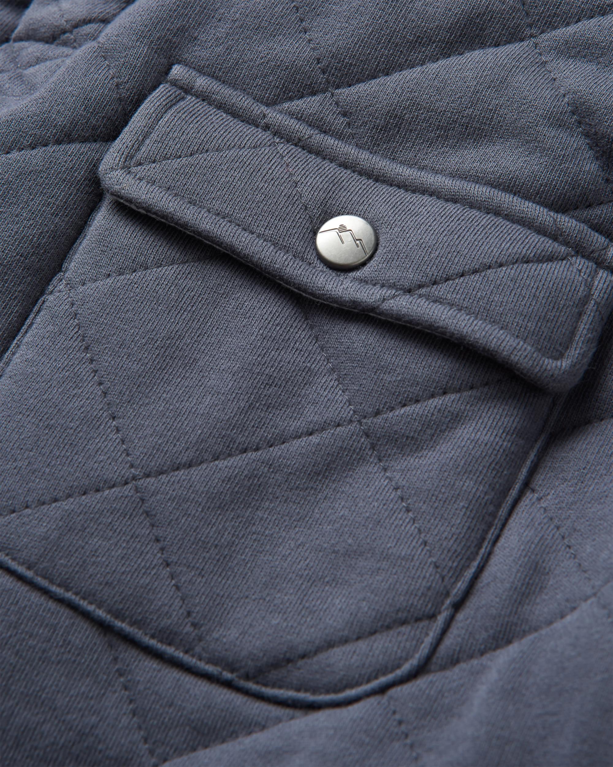 Bark Recycled Quilted Popper Up Sweatshirt - Charcoal - Flatlay