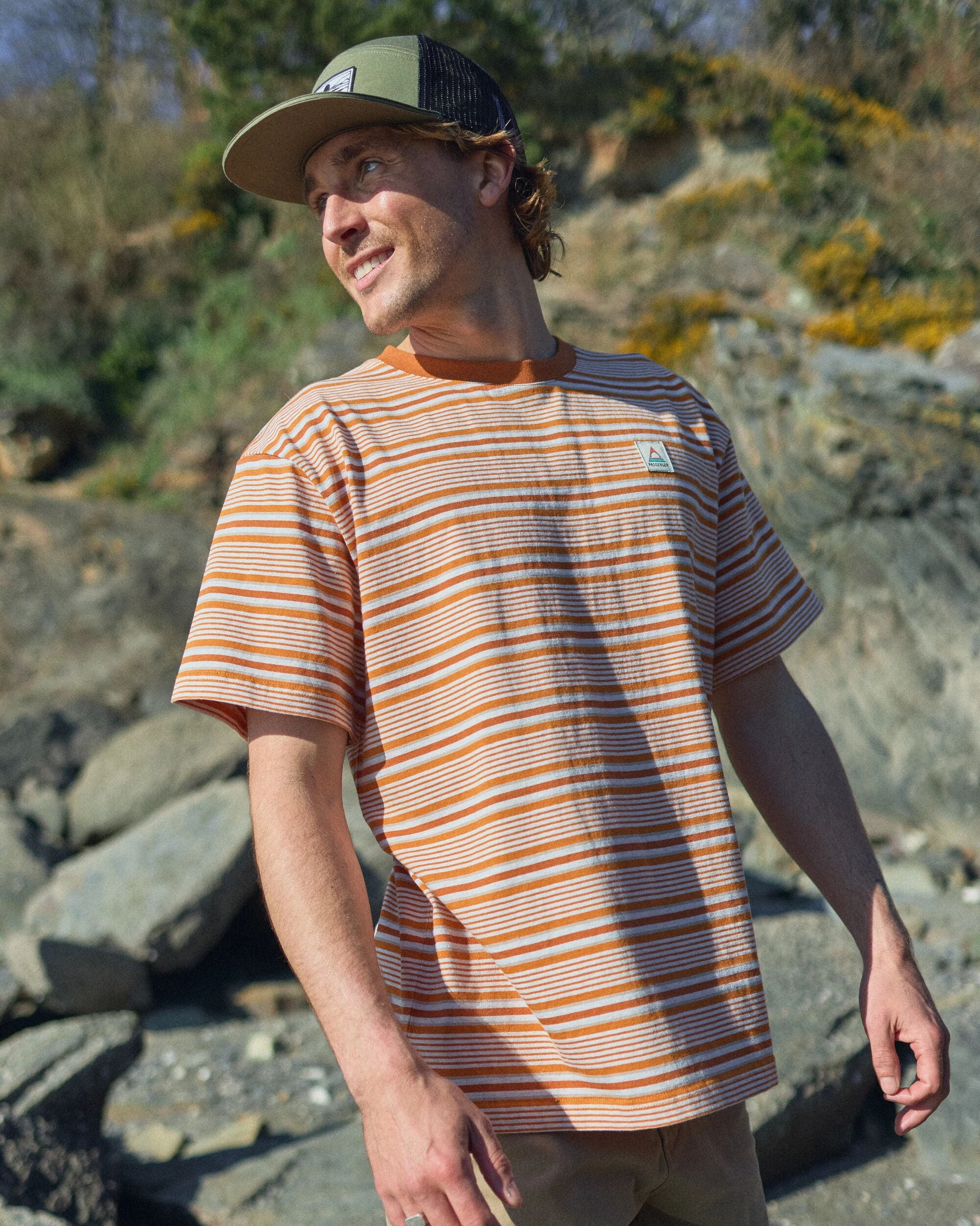 Retro Relaxed Fit T-Shirt - Sunrise Orange Stripe - Lifestyle