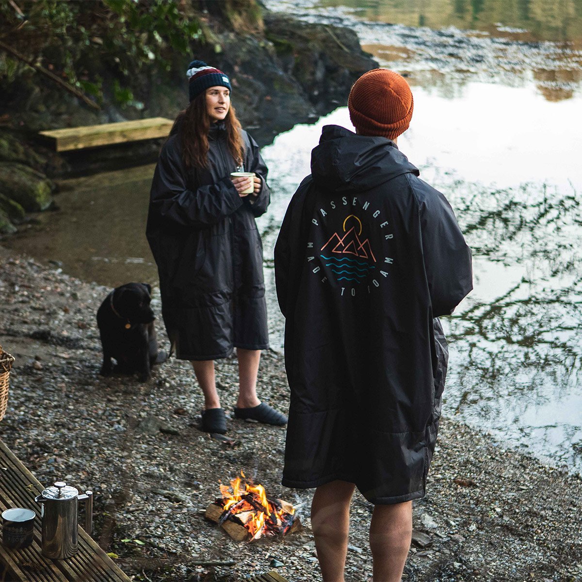 Escapism Recycled Sherpa Lined Changing Robe - Black - Lifestyle - Male