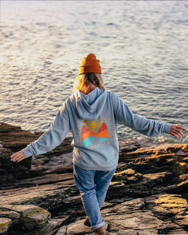 Embrace The Journey Recycled Cotton Oversized Hoodie - Blue Fog