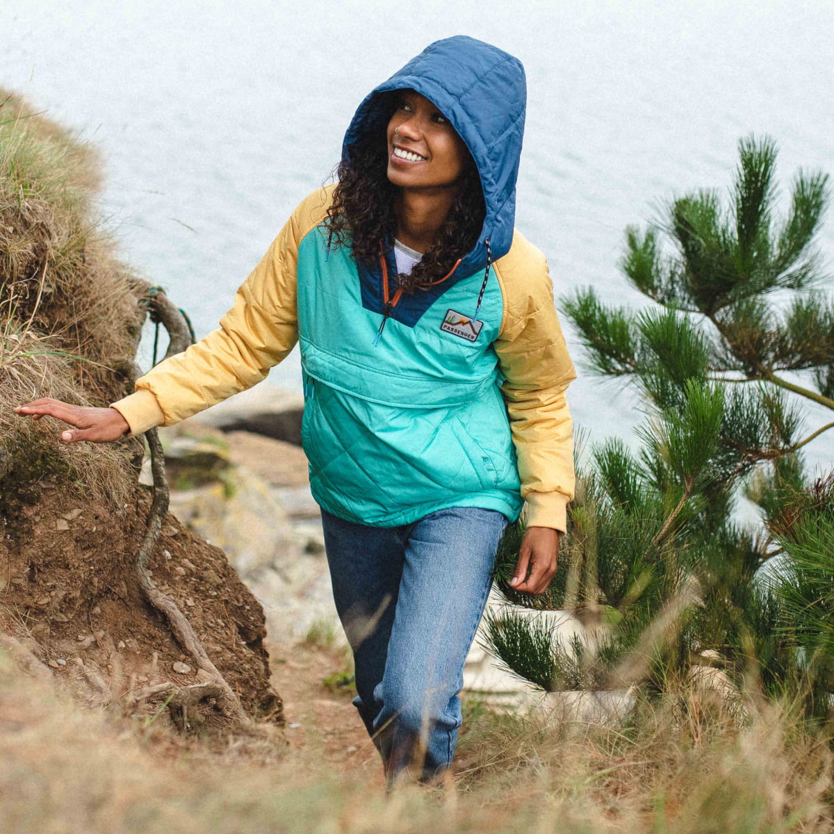 Ocean Recycled Insulated 1/2 Zip Jacket - Blue Turquoise