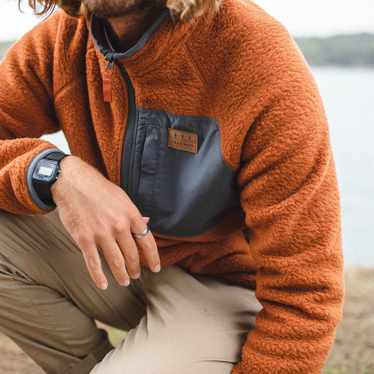 Offgrid 1/4 Zip Recycled Sherpa Fleece - Glazed Ginger