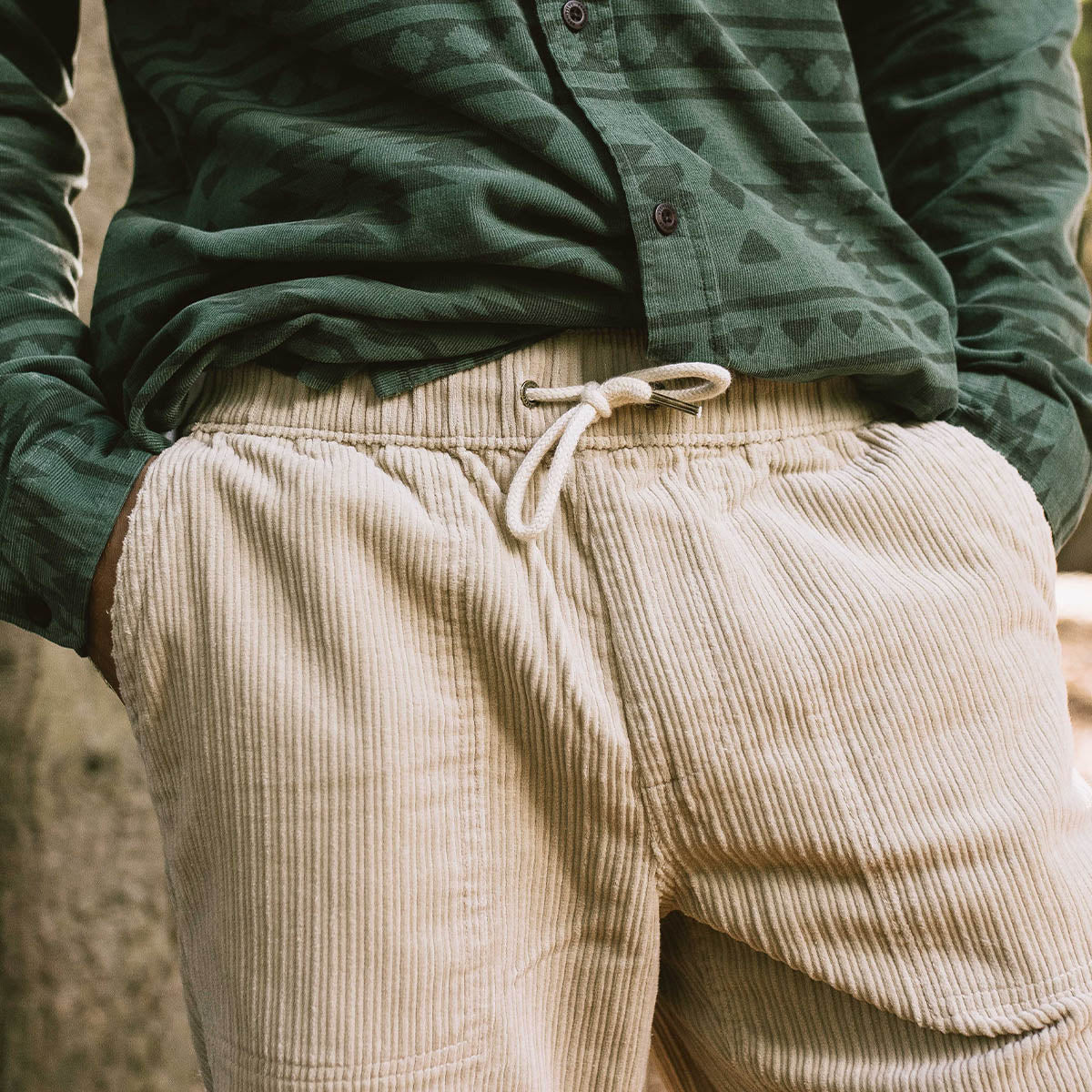 Pine Recycled Cotton Cord Shorts - Feather