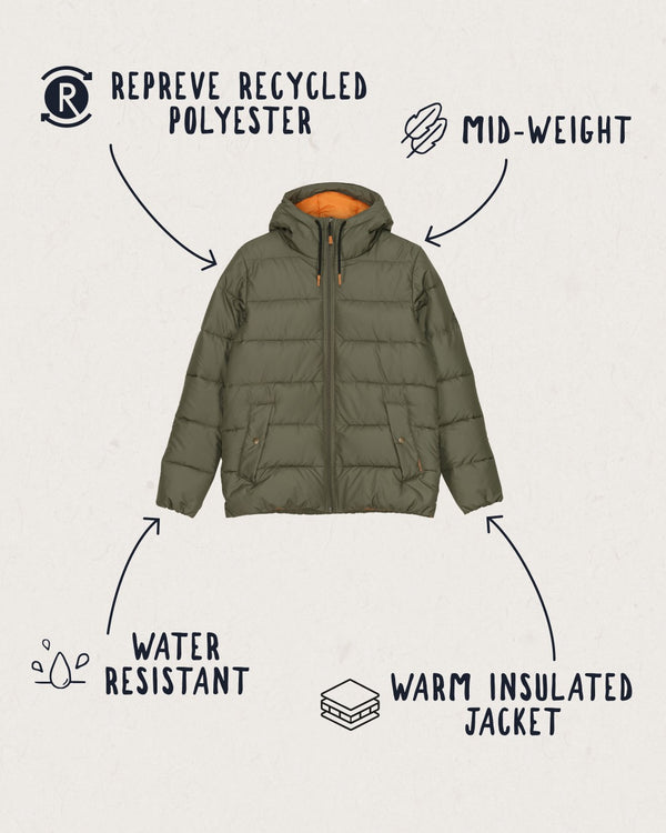 Parks Recycled Insulated Jacket - Dusty Olive