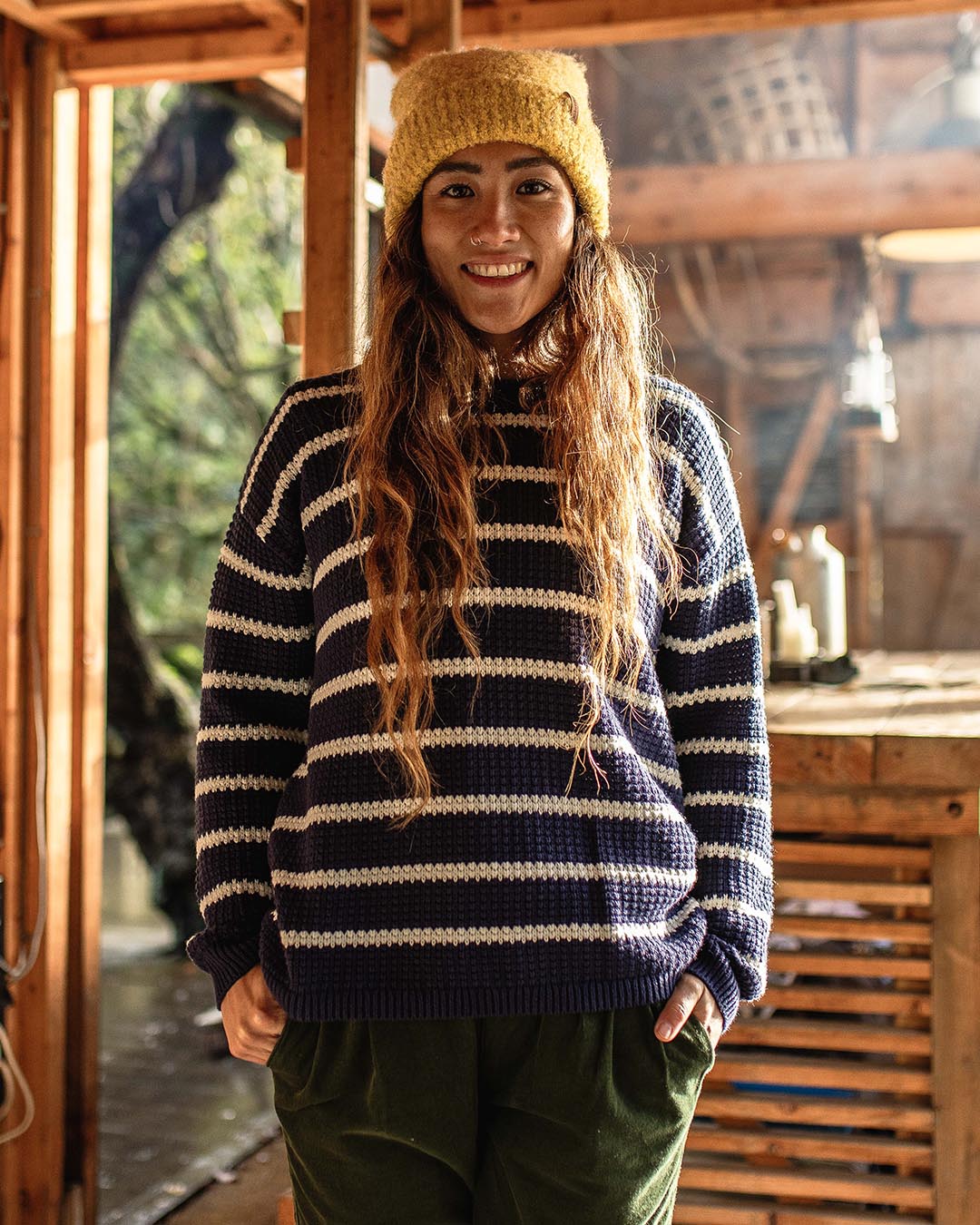 Lakewood Organic Cotton Jumper - Navy Stripe