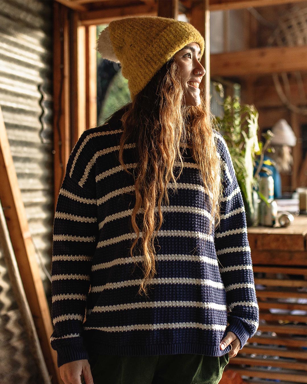 Lakewood Organic Cotton Jumper - Navy Stripe