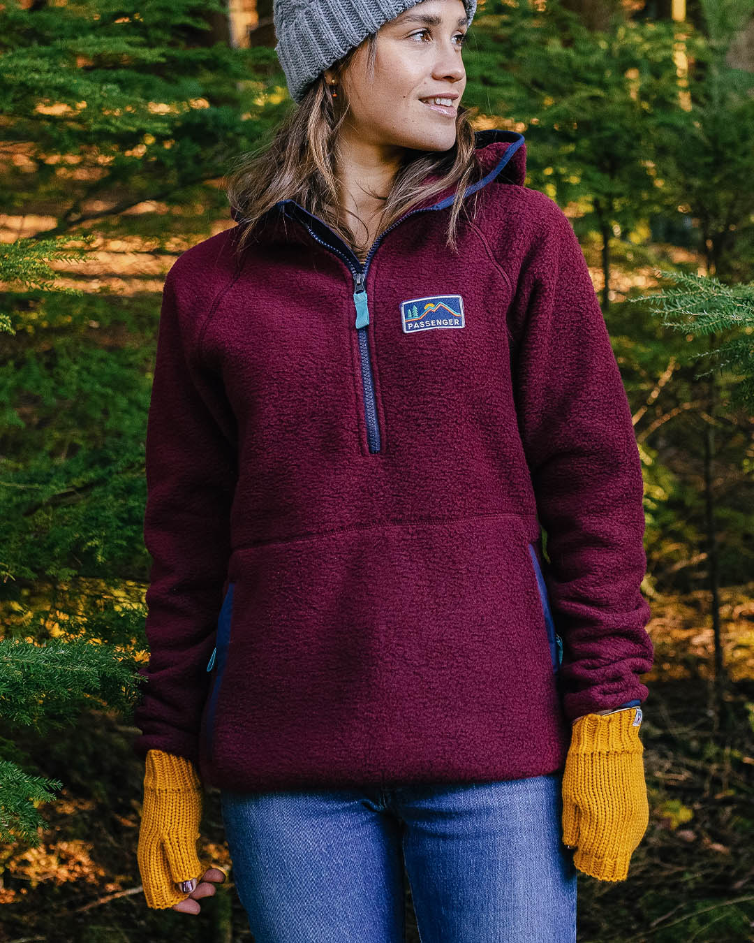 Maine Recycled Sherpa Hooded Fleece - Wine