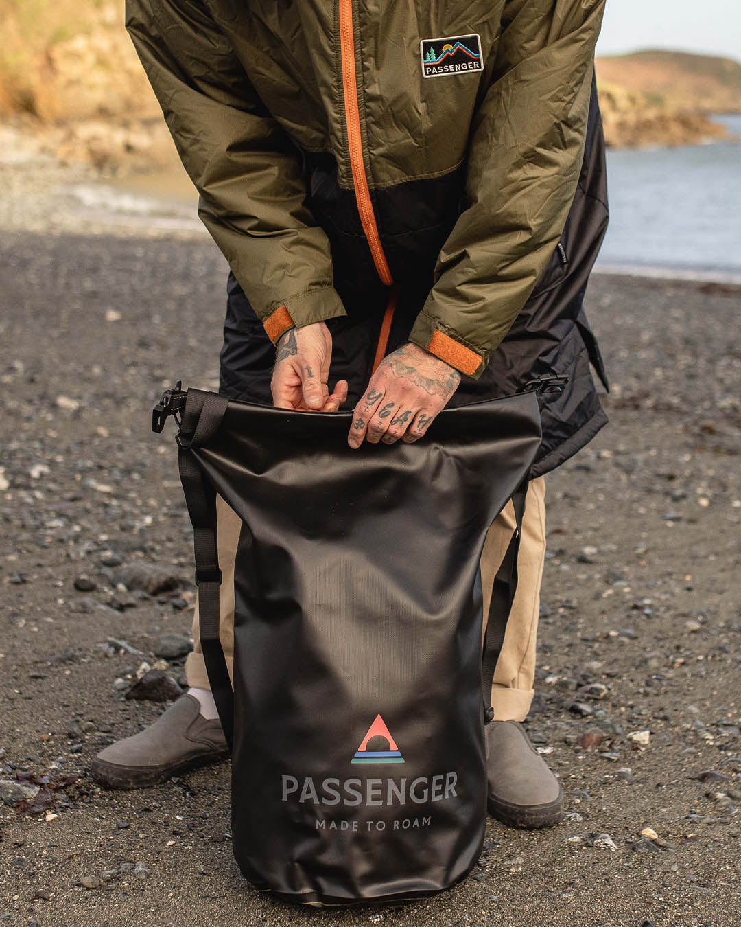 Tide 30L Recycled Dry Bag  - Black - Lifestyle