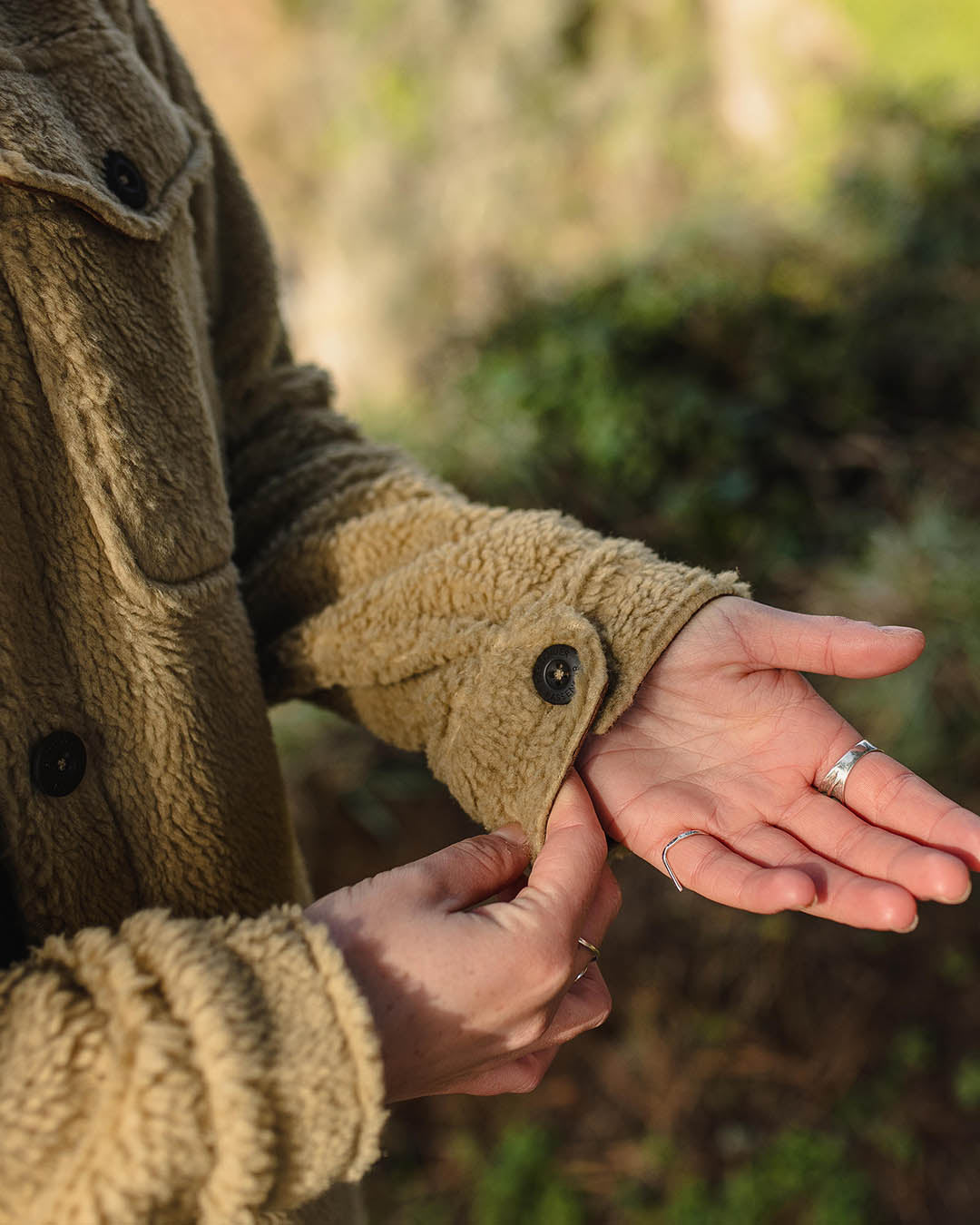 Cloudy Recycled Sherpa Longline Fleece Shirt - Biscuit