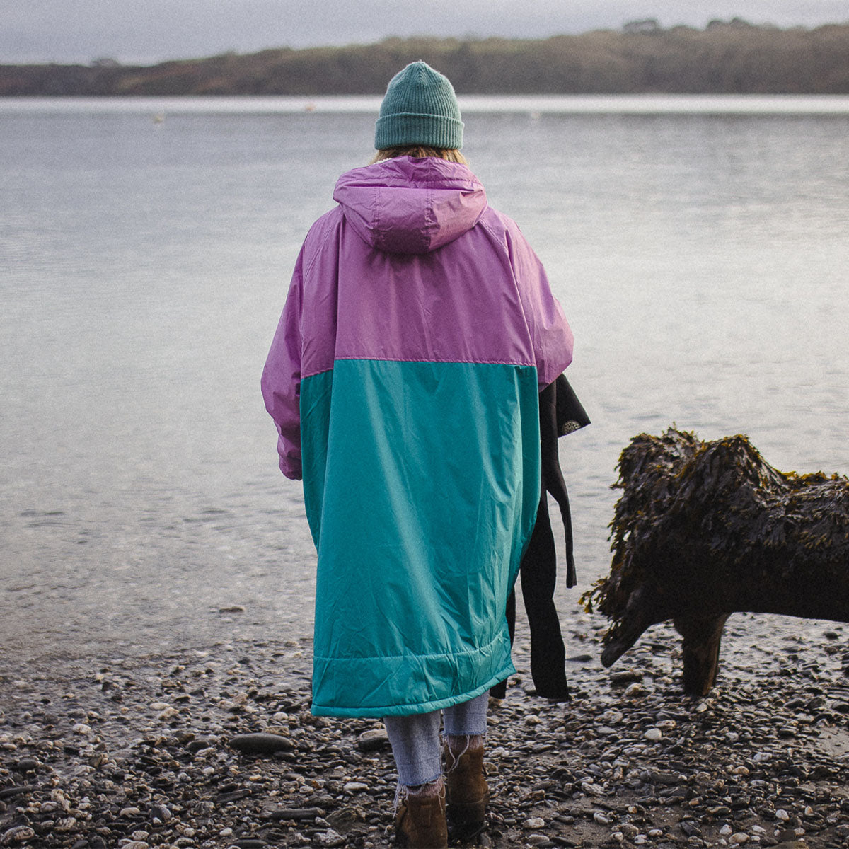 Roaming Recycled Sherpa Lined Changing Robe - Viridian Green/Orchid - Lifestyle - Female